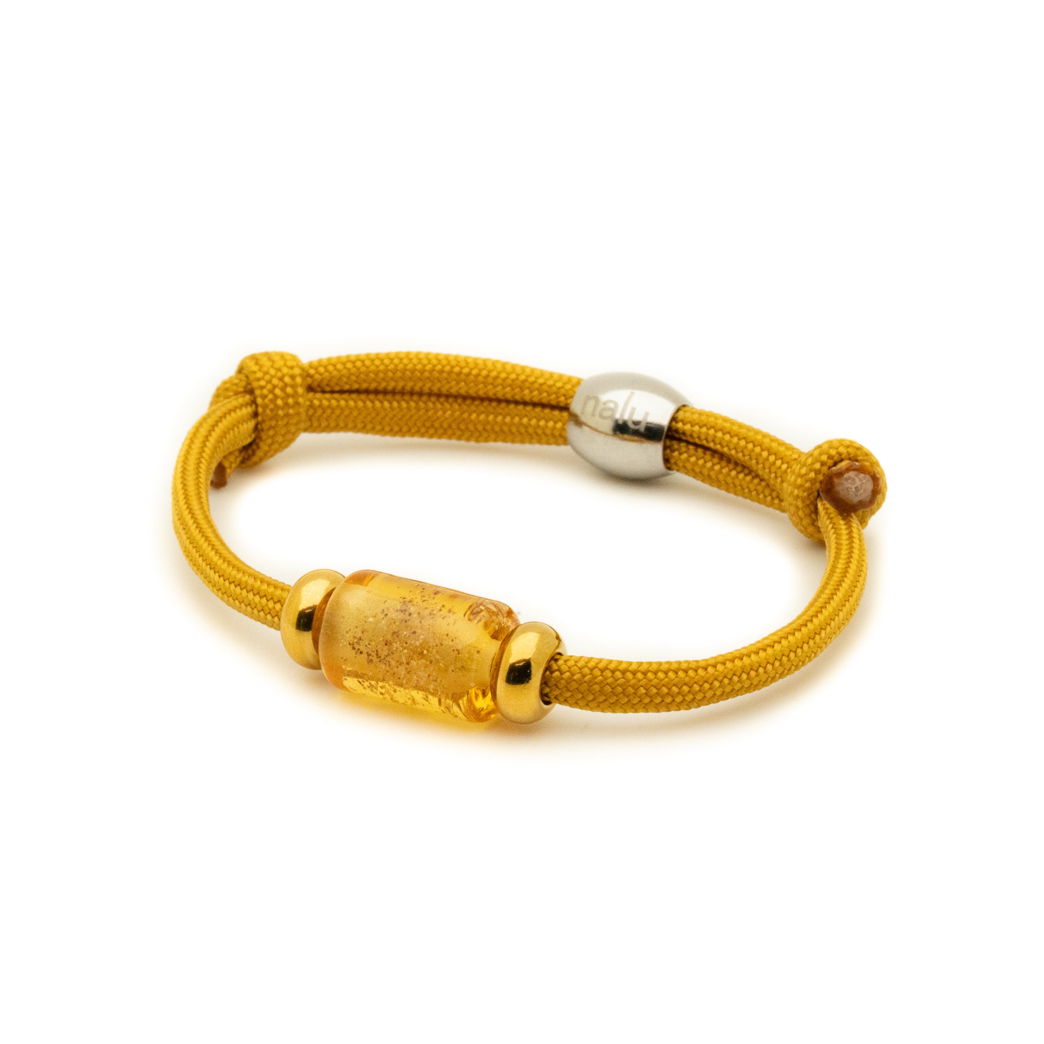 Amber Bead on Gold Cord