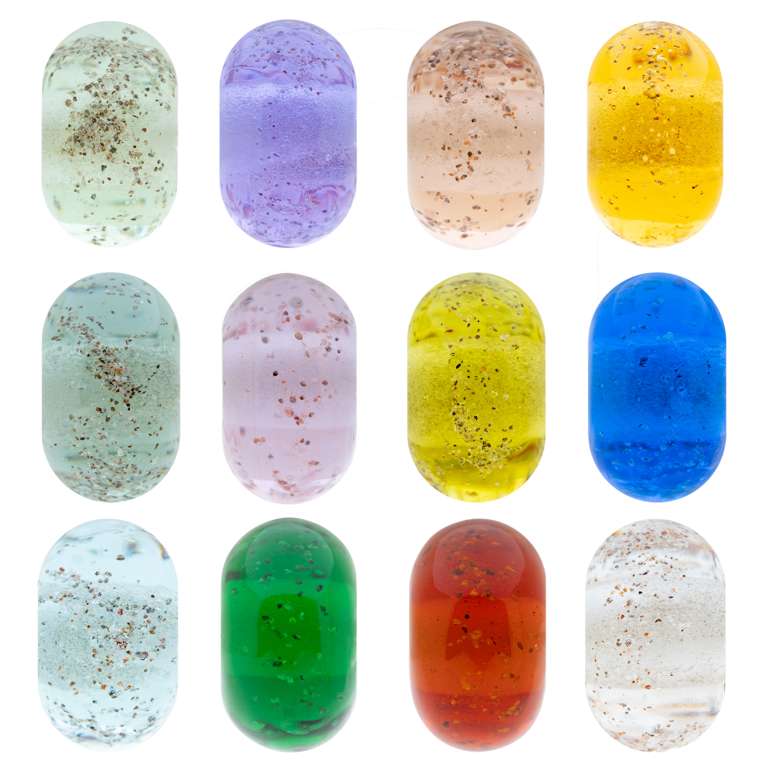 Colourful glass beads.