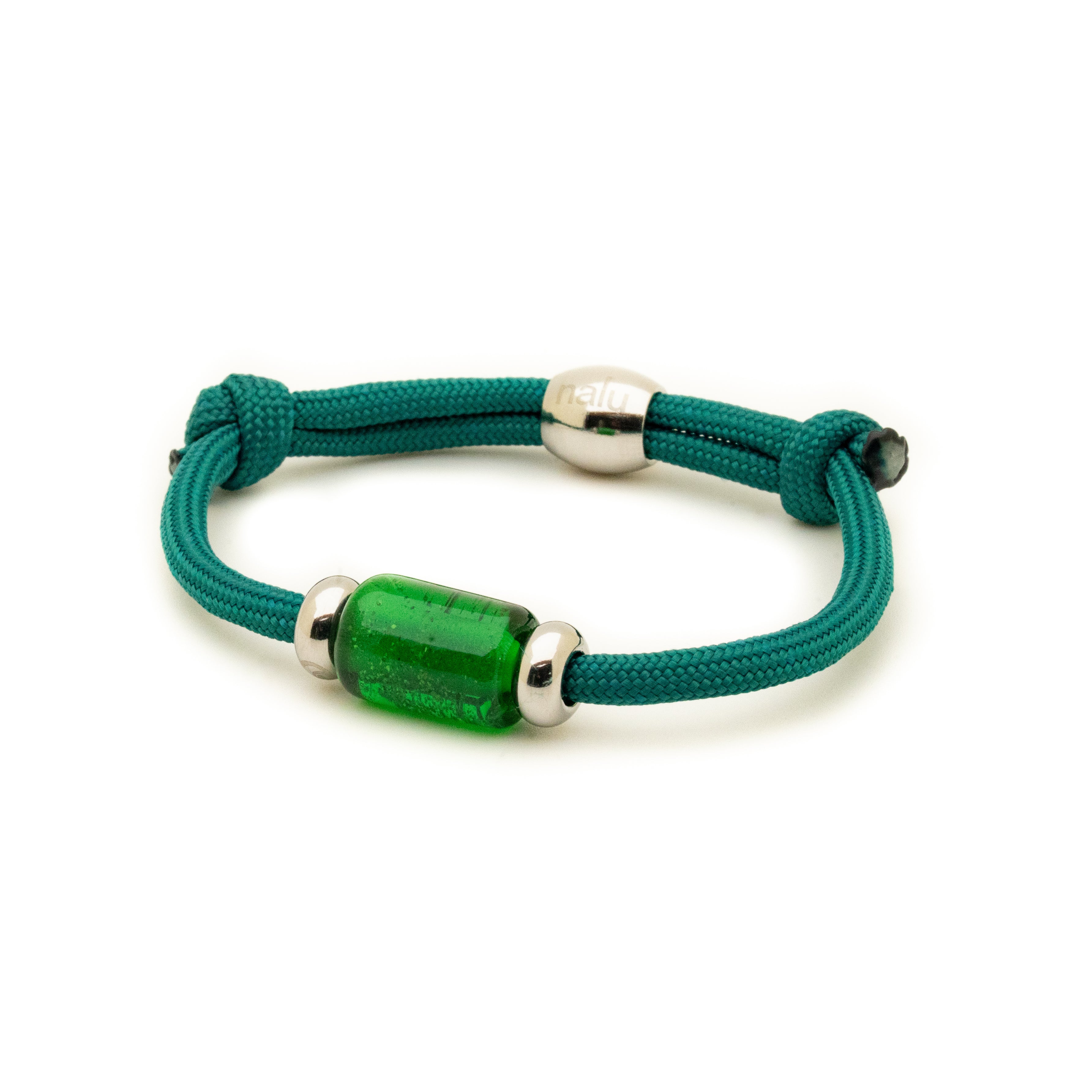 Bright Green Bead on Sea Green Cord
