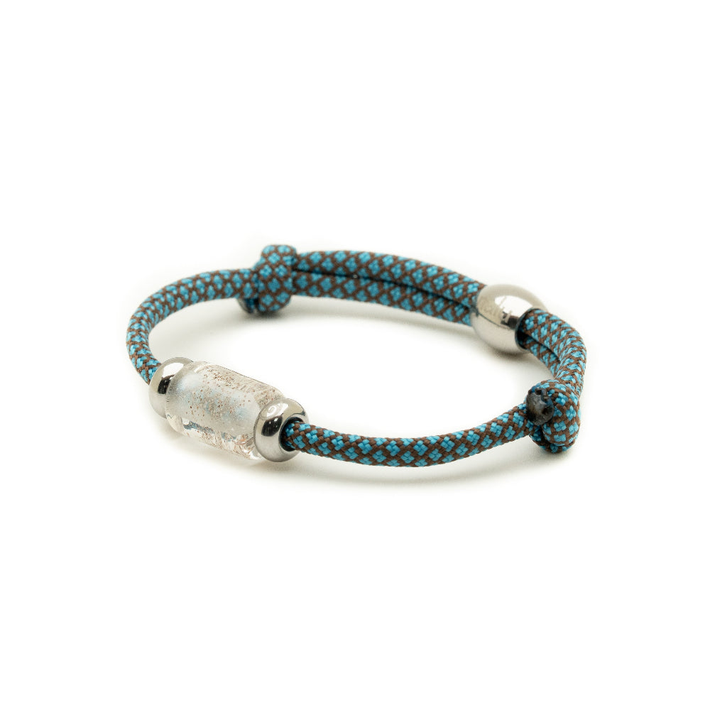 Clear Bead on Turquoise & Brown Cord Bracelet