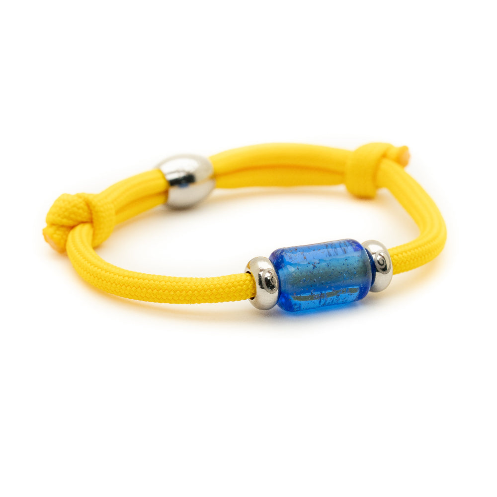 Dark Blue Bead on Yellow Cord