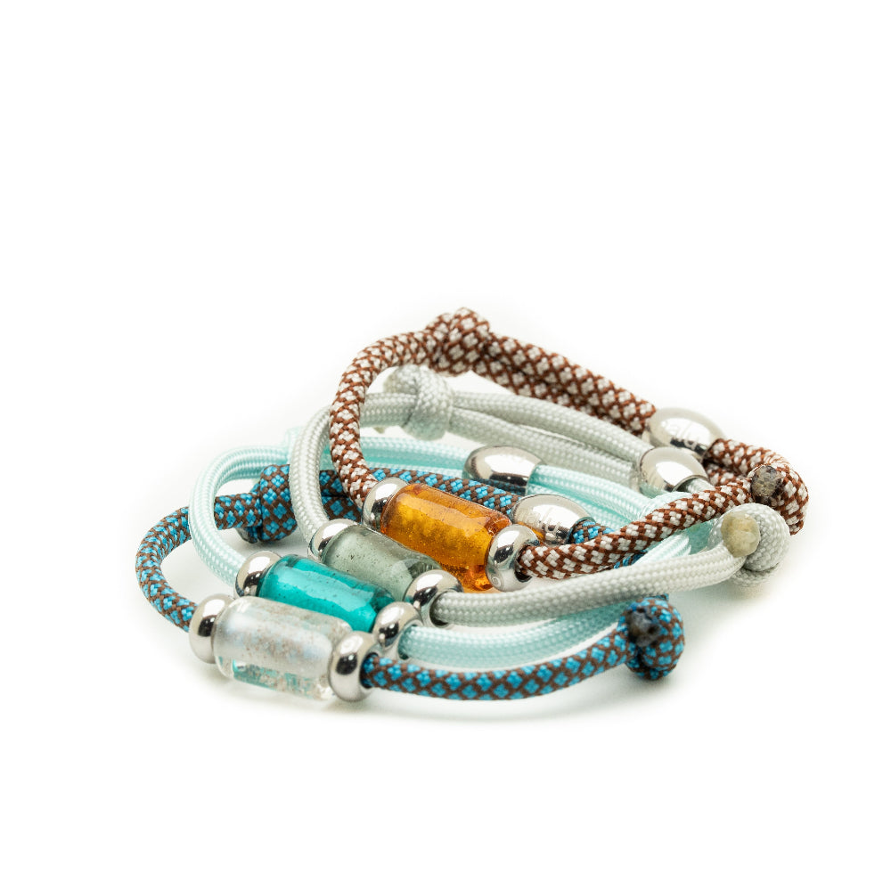 Multibracelet set with beads on a white background