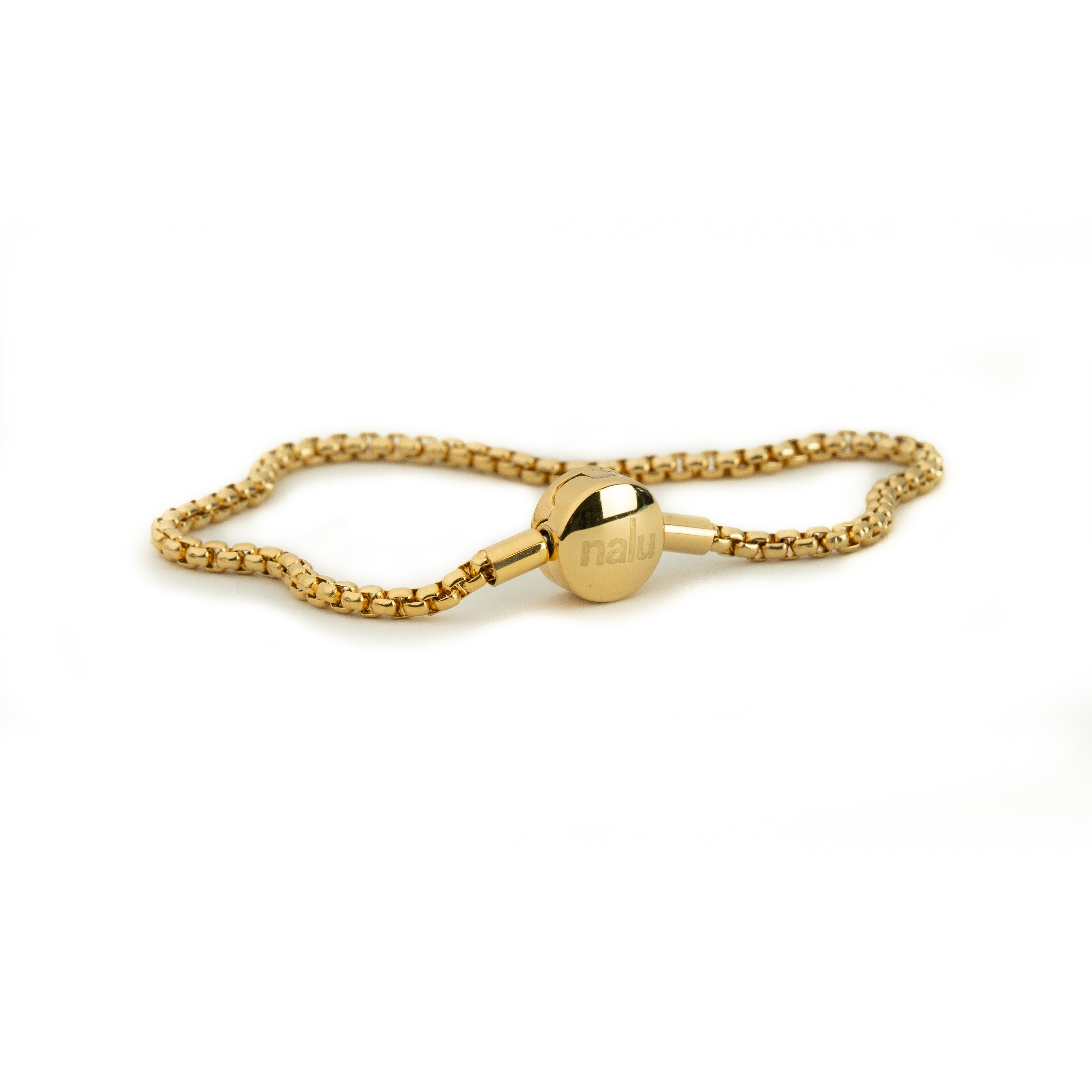 IP 18k gold bracelet by Nalu with oyster clasp fastener.
