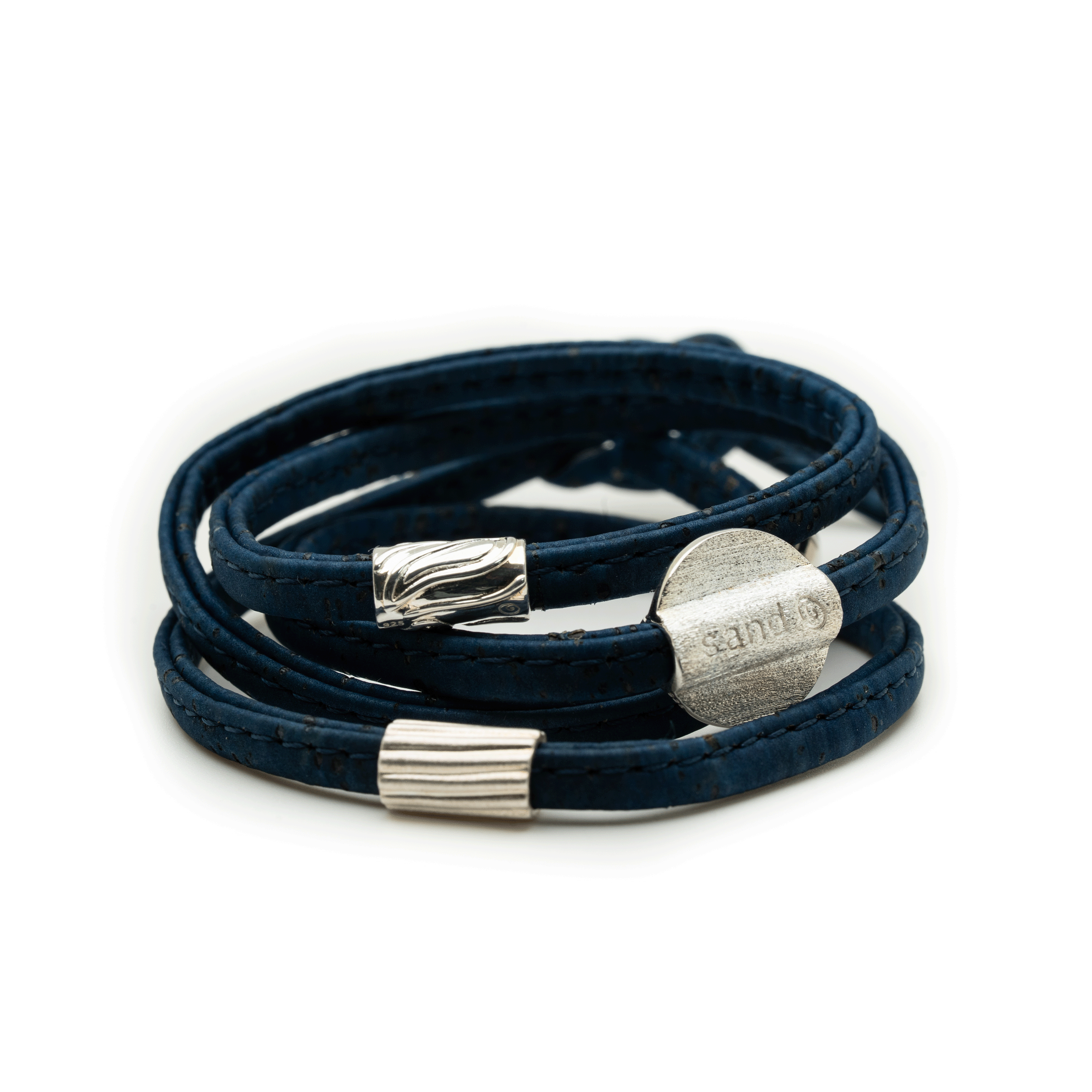 Navy Cork Silver Beach Bracelet