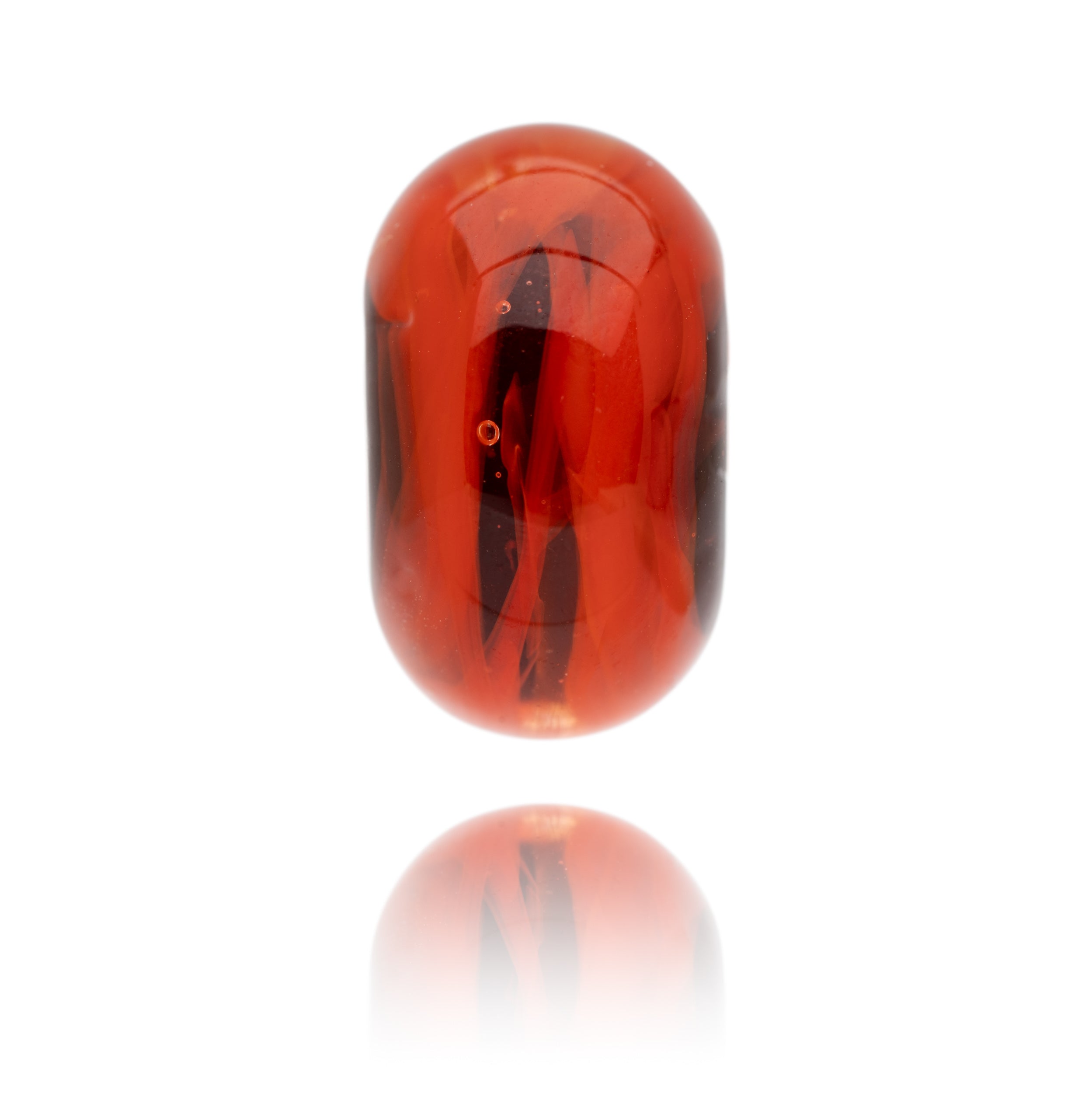 Orange, brown and red glass Orangutan bead being sold to raise funds for the World Wildlife Foundation.