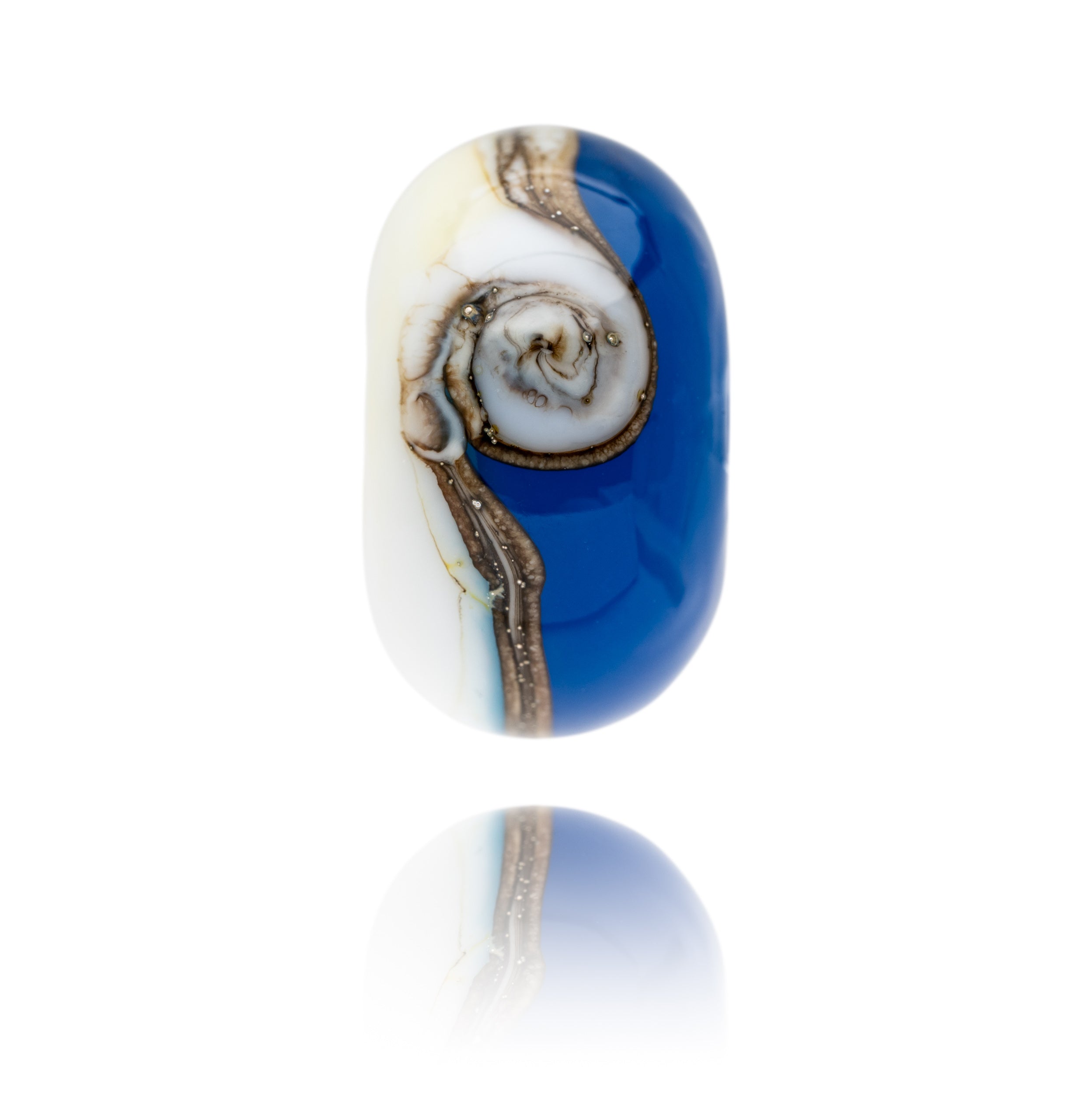 Bright blue and white glass bead
