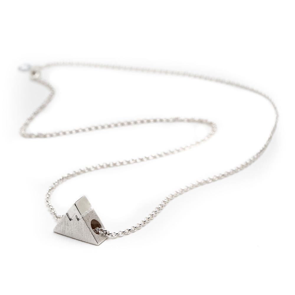 Silver Peak bead on silver roll chain necklace.