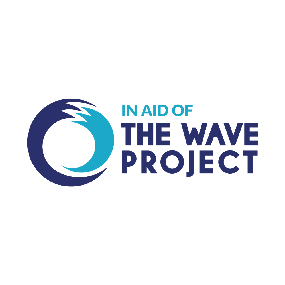 Logo for 'In Aid of The Wave Project' with a blue and white wave design on a white background.