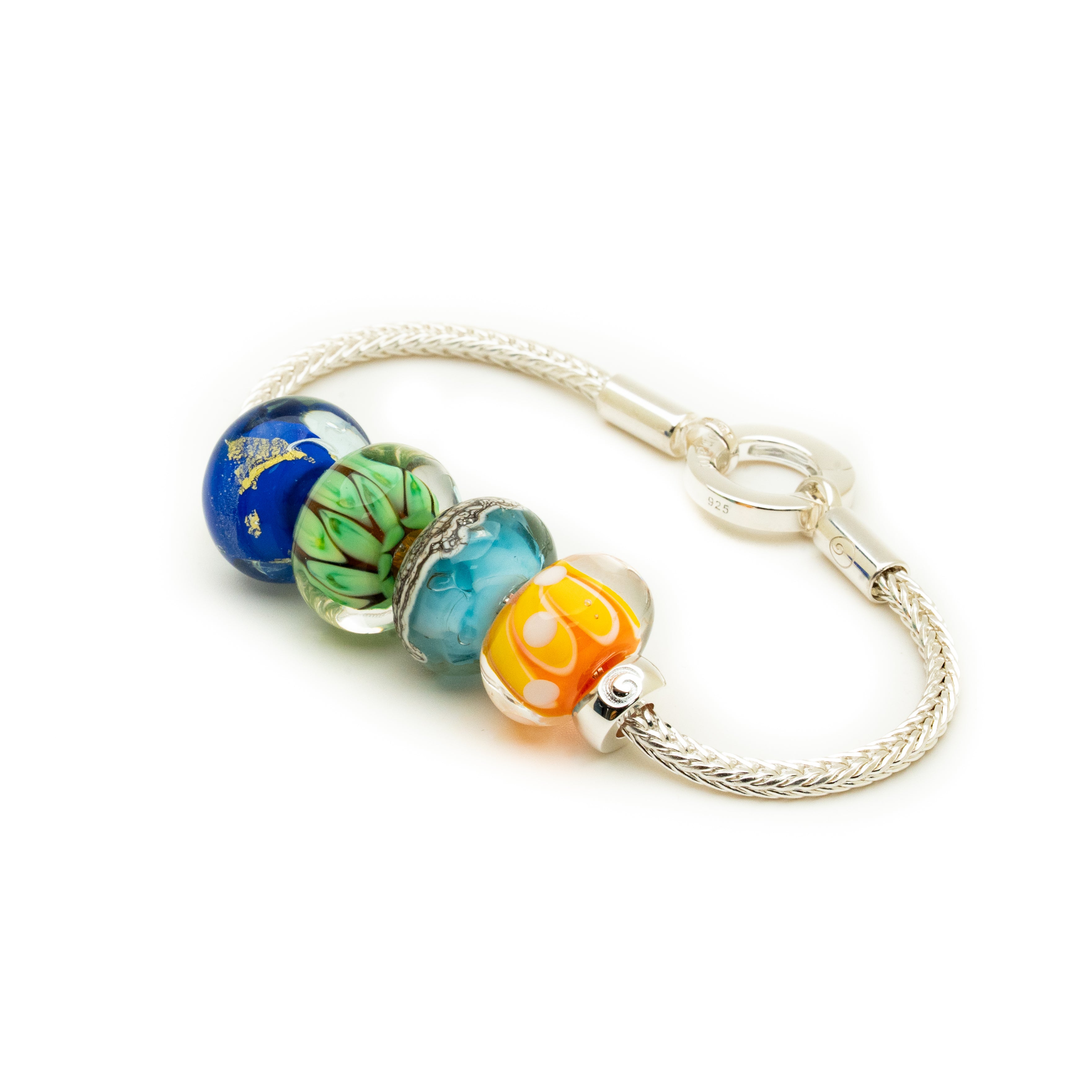 Keychain with colorful beads on a white background