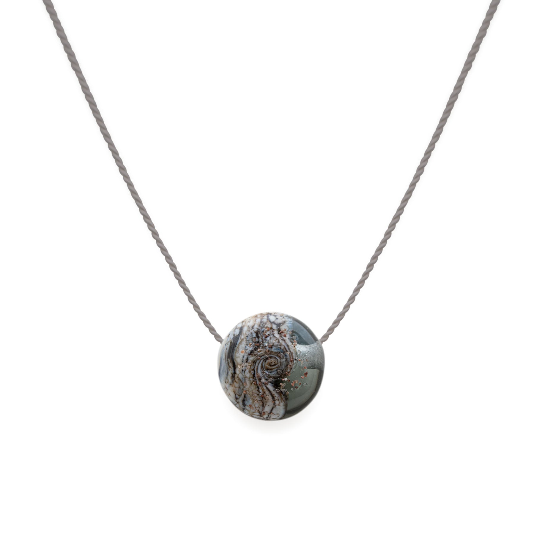 Silk Necklace with a round pendant on a white background