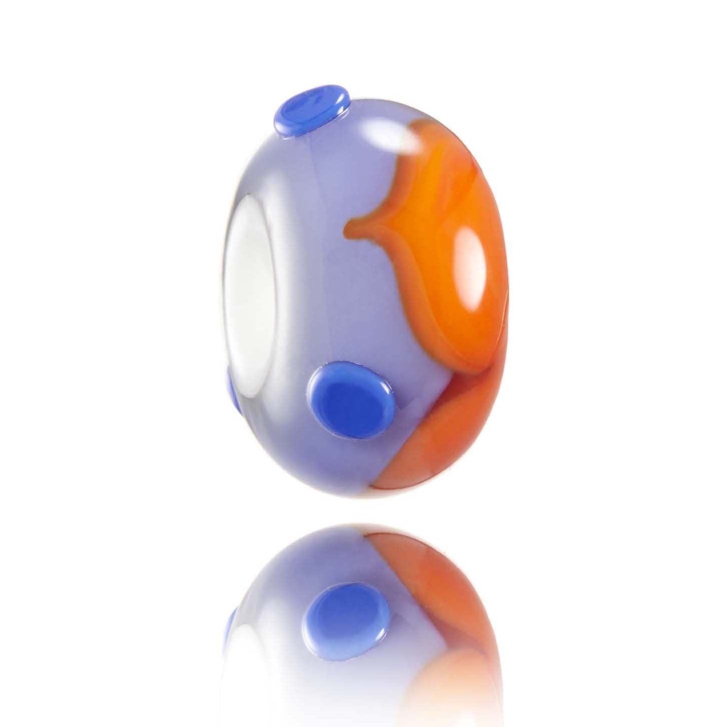 Bright orange and purple Murano glass bead inspired by Banana Beach in Morocco.