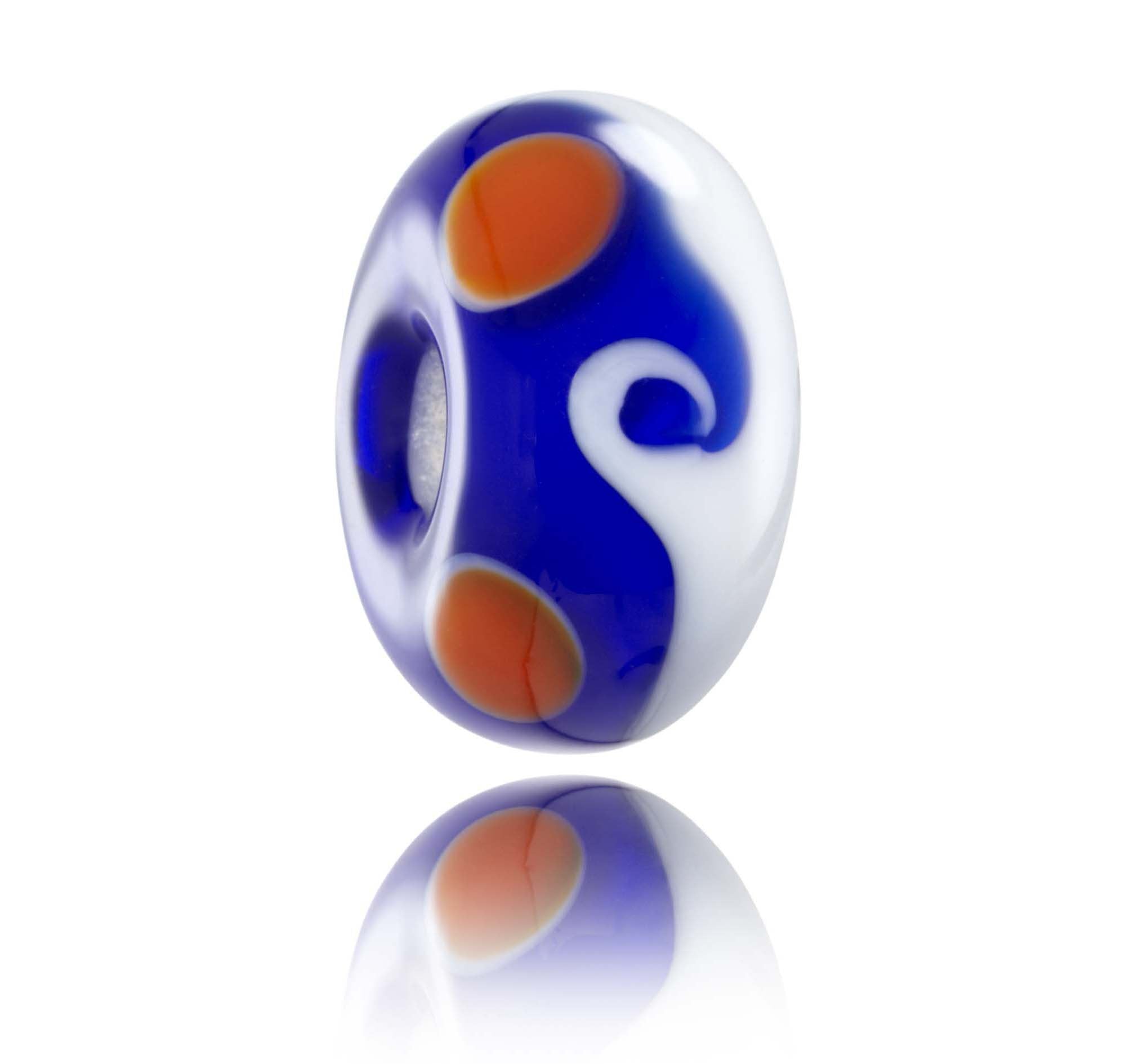 Blue, white and red glass bead for Tamarama beach in Australia.