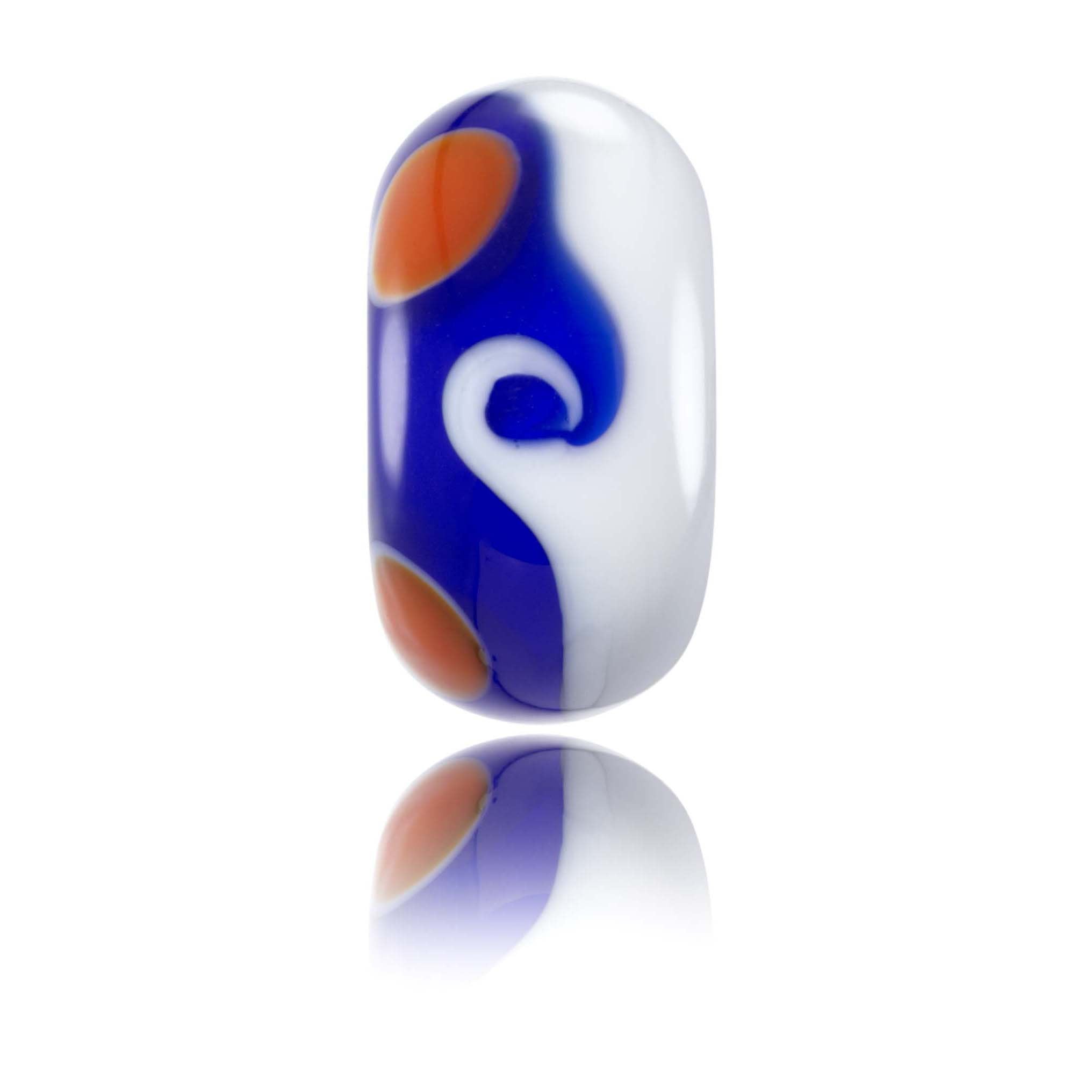 Blue, white and red glass bead for Tamarama beach in Australia.
