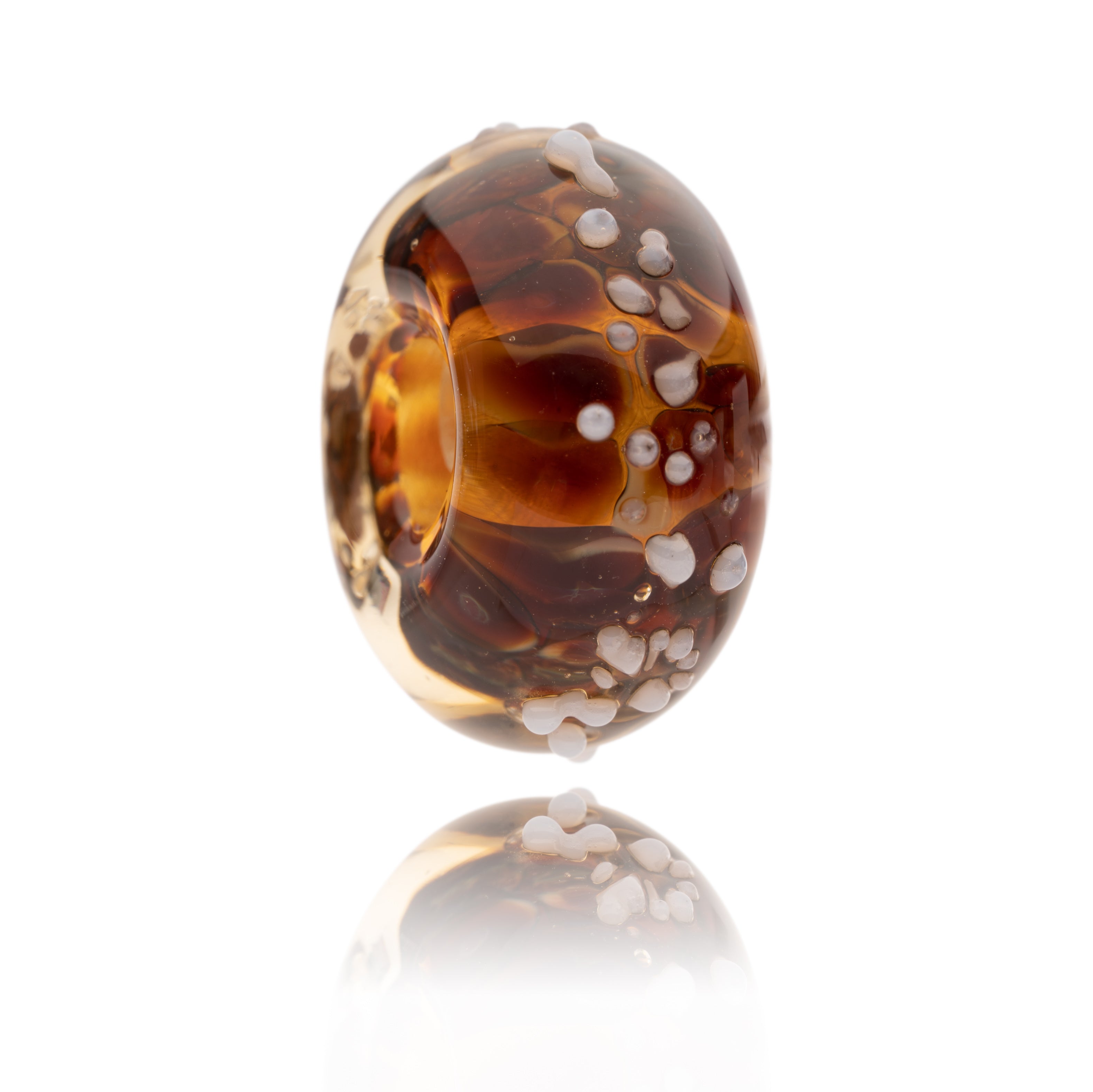 Brown mottled Murano glass lamp work bead representing the Cairngorm National Park.
