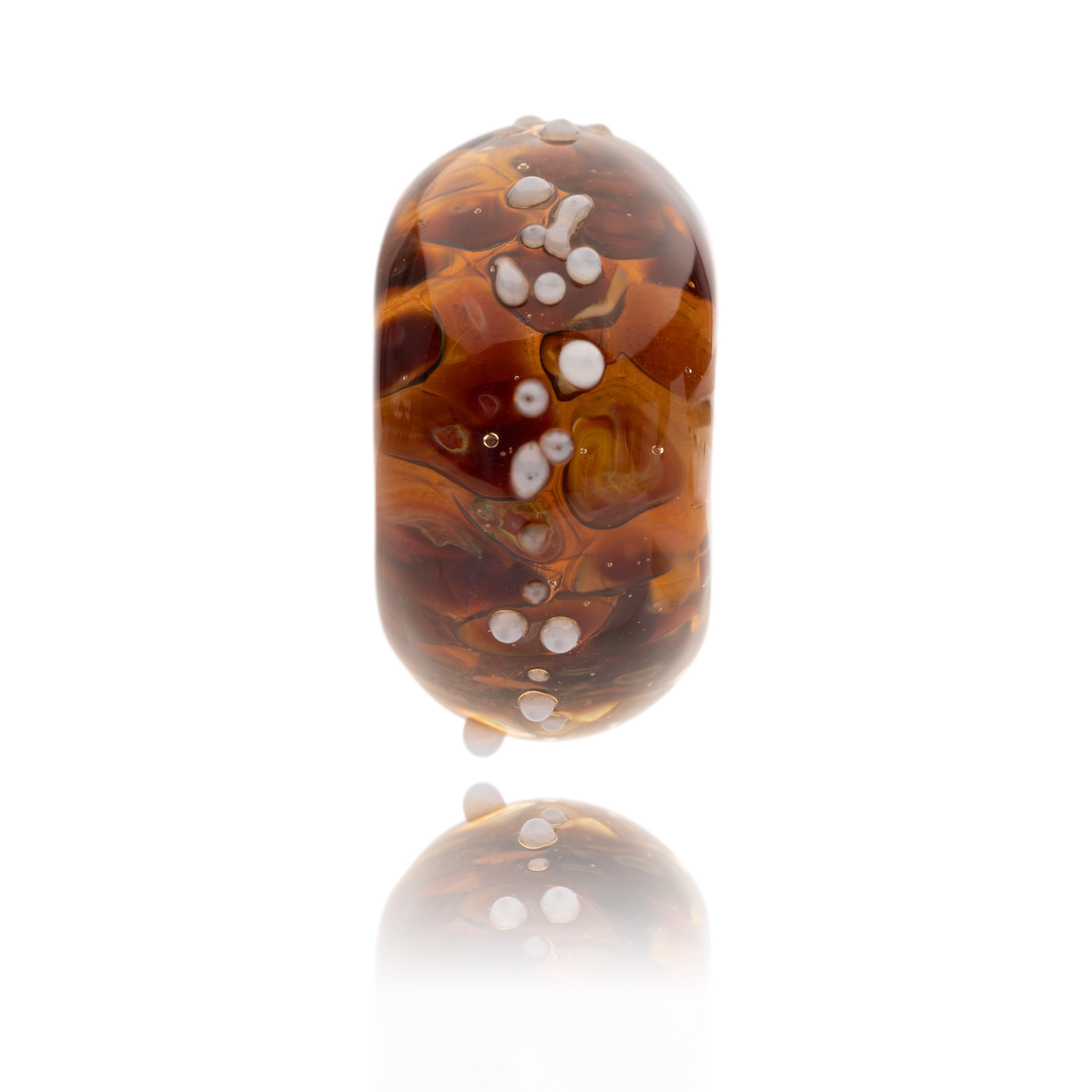 Brown mottled Murano glass lamp work bead representing the Cairngorm National Park.