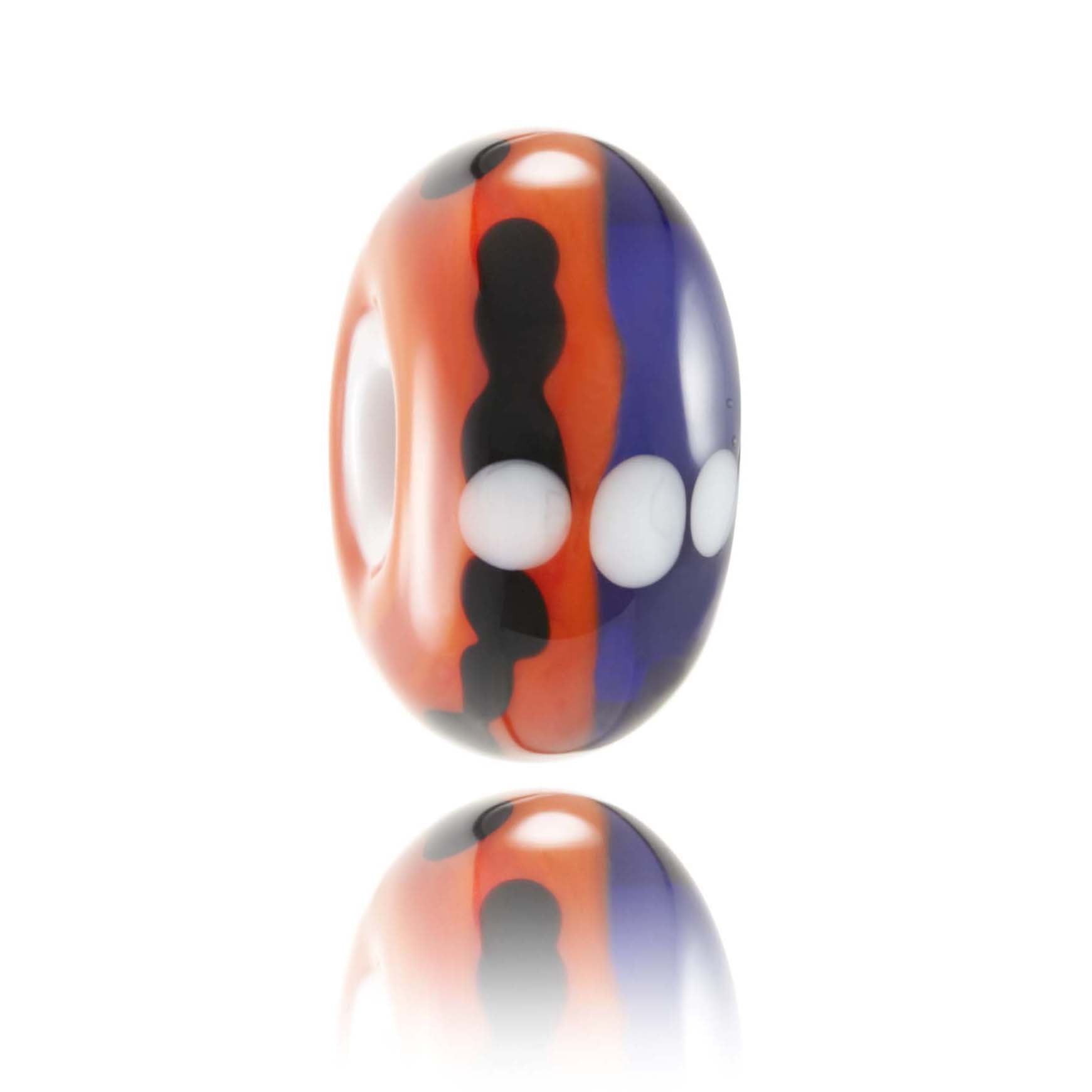 Orange, purple and black glass baed representing Cape St Francis in South Africa.