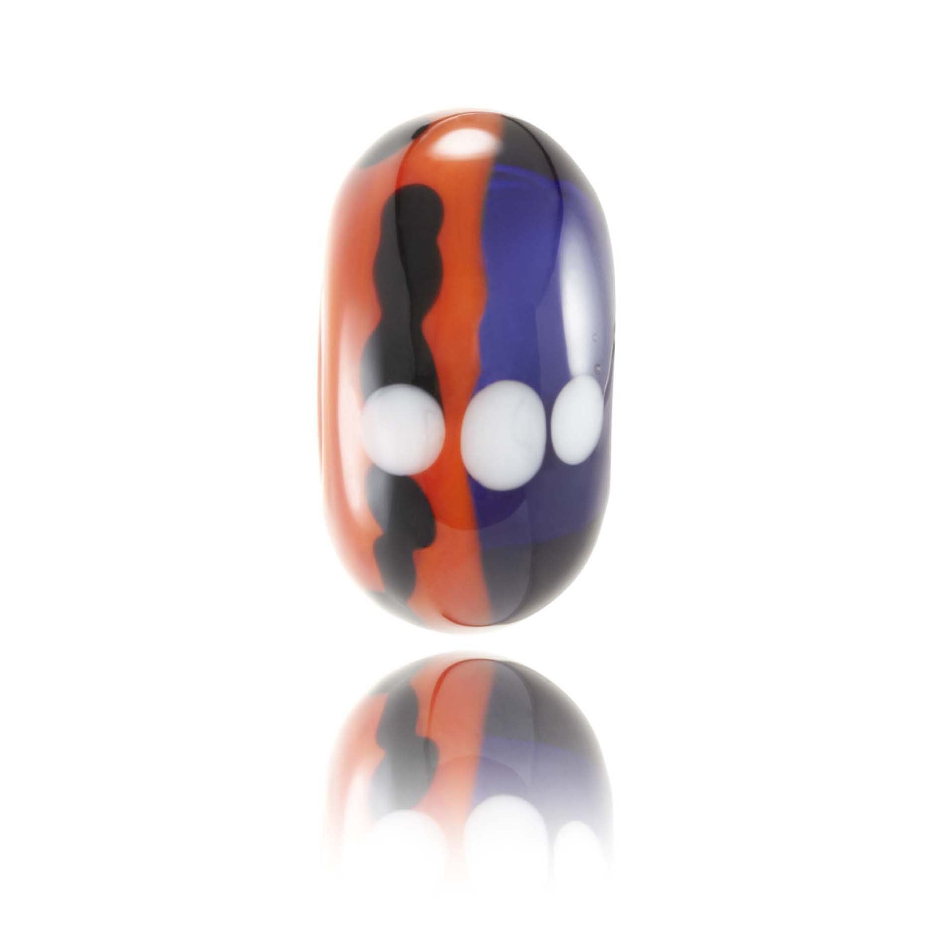 Orange, purple and black glass baed representing Cape St Francis in South Africa.