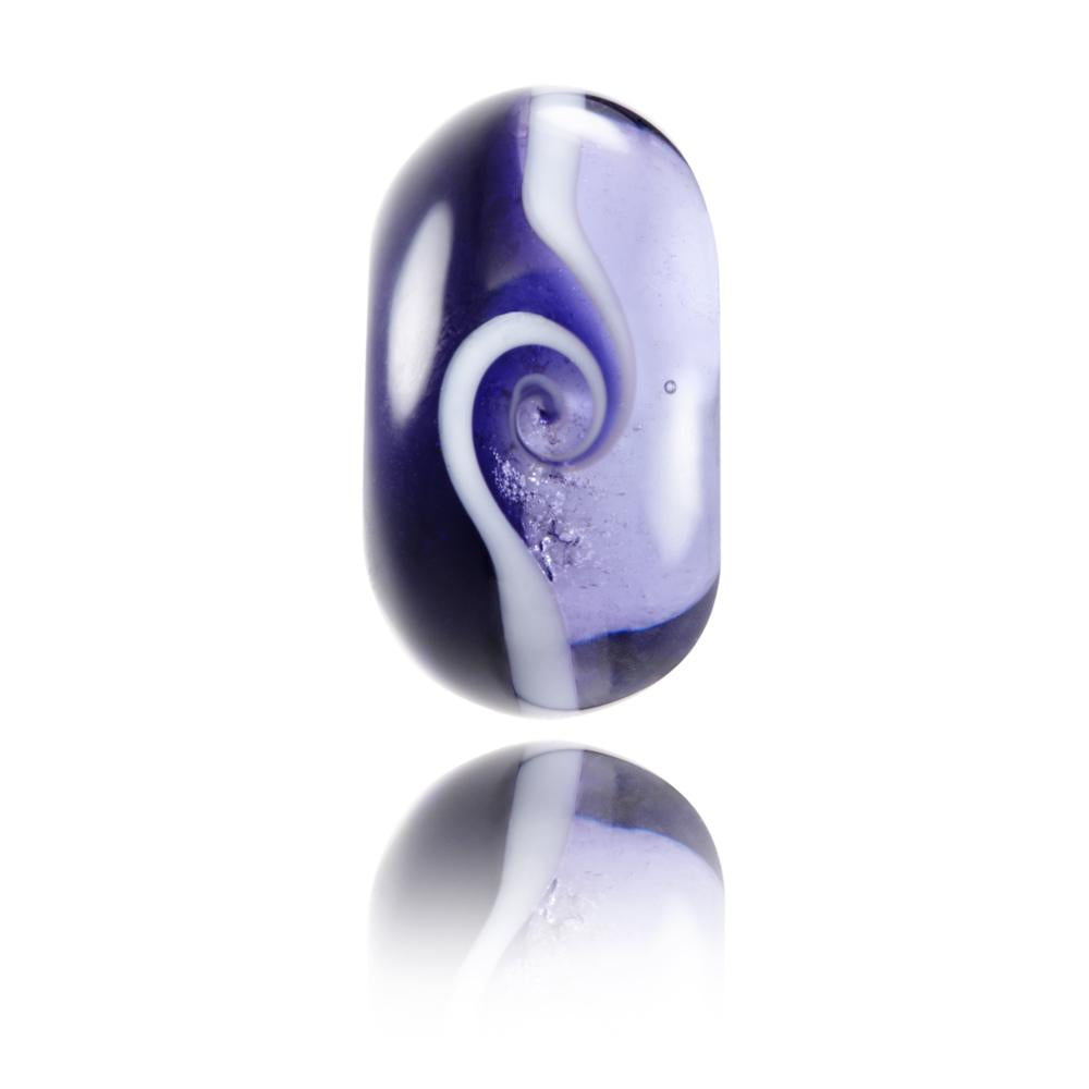 Dark and light purple transparent glass bead, designed to represent Dorset County in the UK.