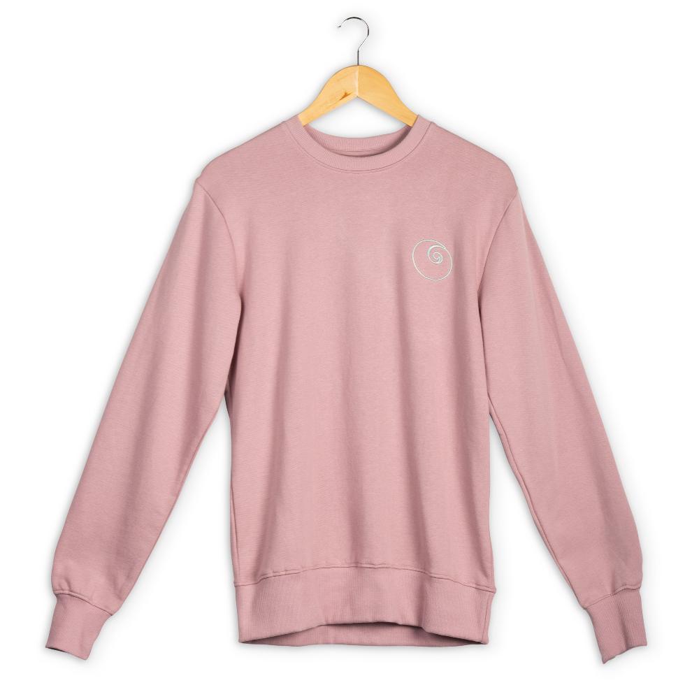 Blush pink sweatshirt nay Nalu beads with a embroidered logo on the front.