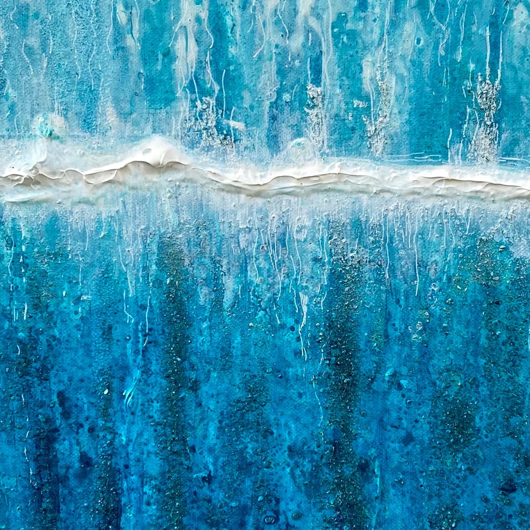 Fistral shoreline painting by Gemma Lessinger Art in Cornwall.