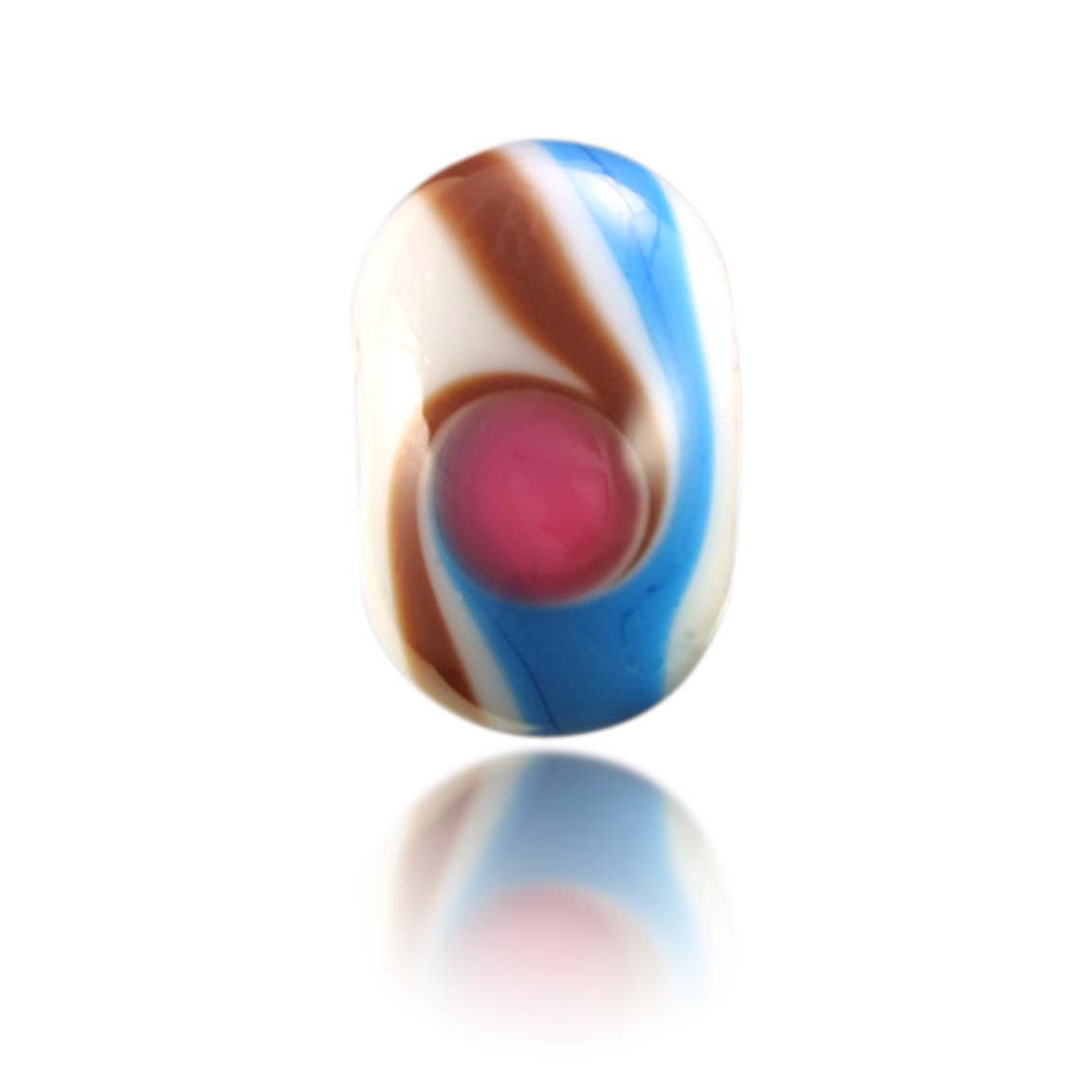 White, brown and blue glass bead for Jericho.