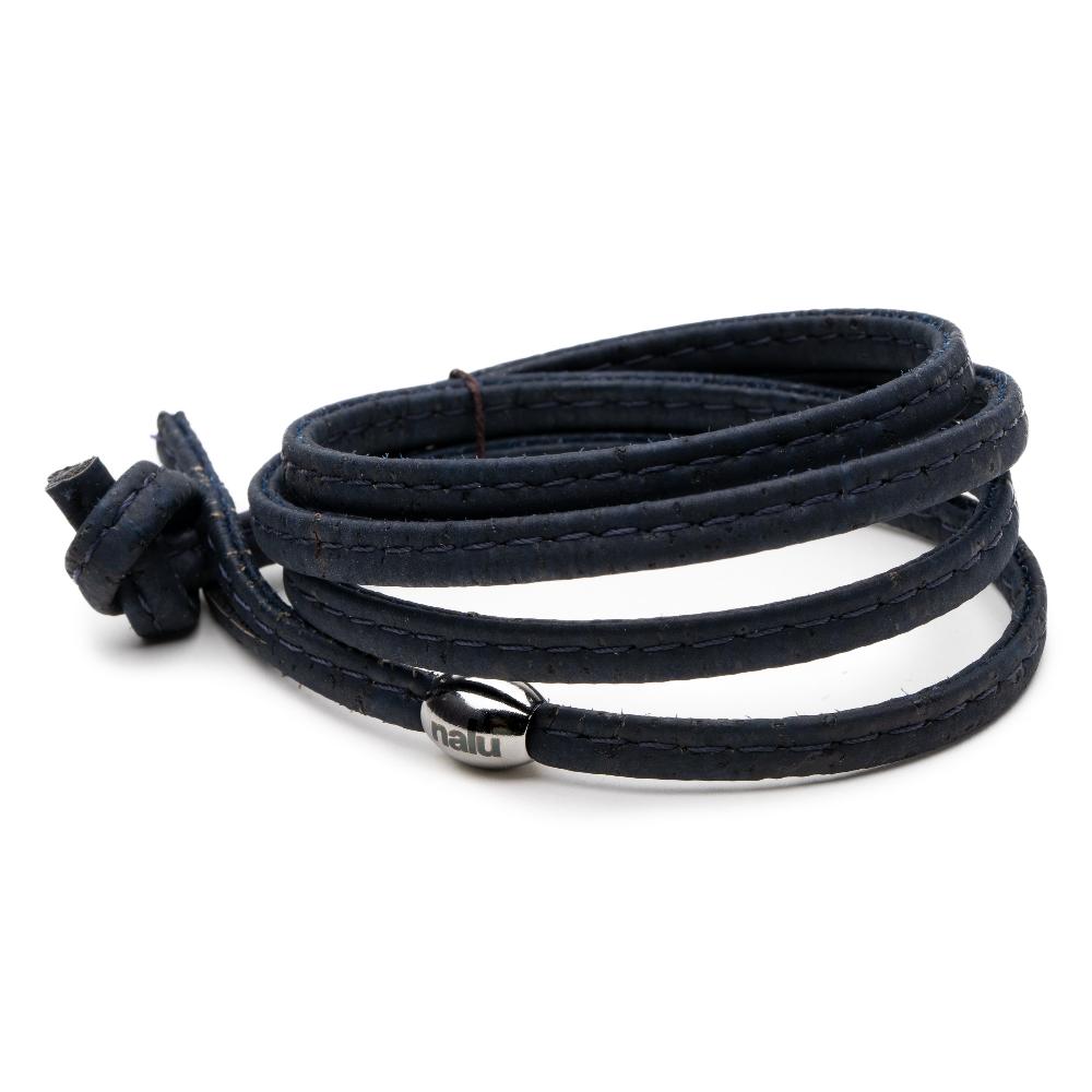 Navy cork wrap bracelet.