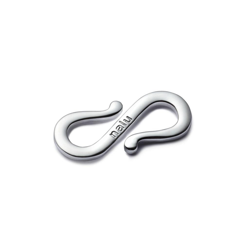 Silver s shaped clasp fastener engraved with Nalu.