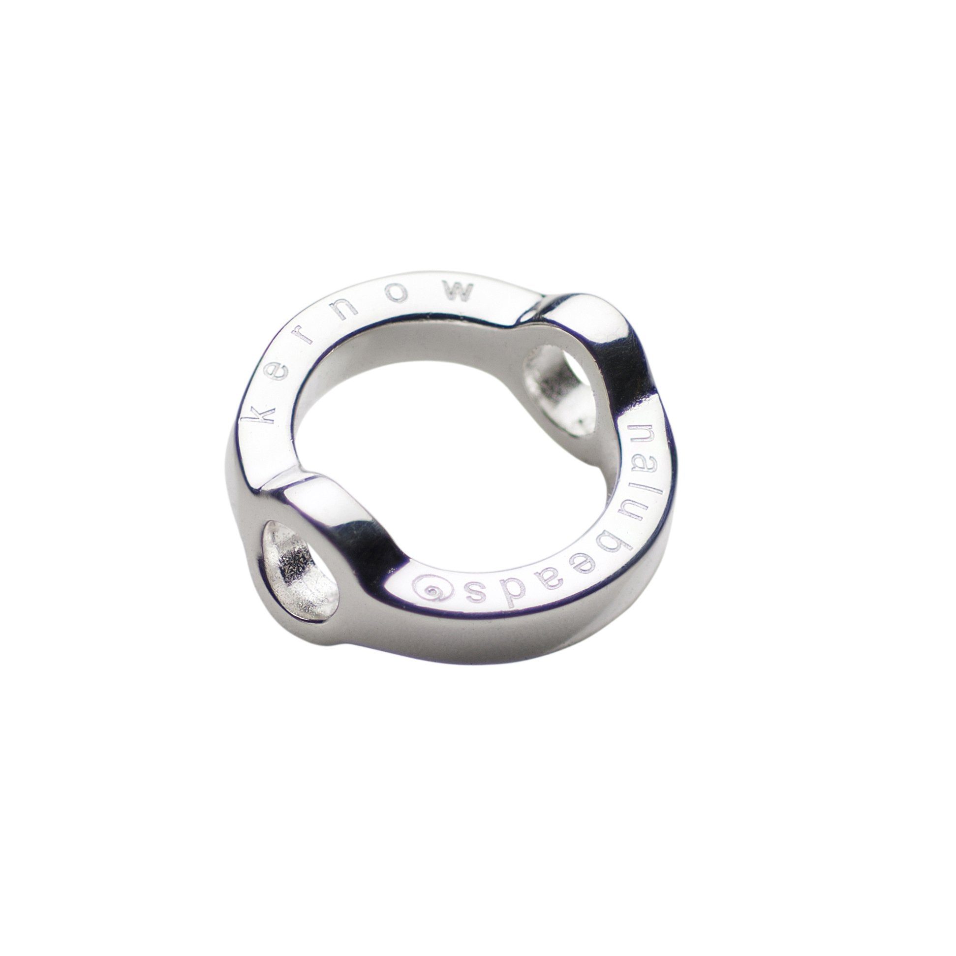 Solid sterling silver charm loop engraved with Coordinates for Fistral beach in Cornwall.
