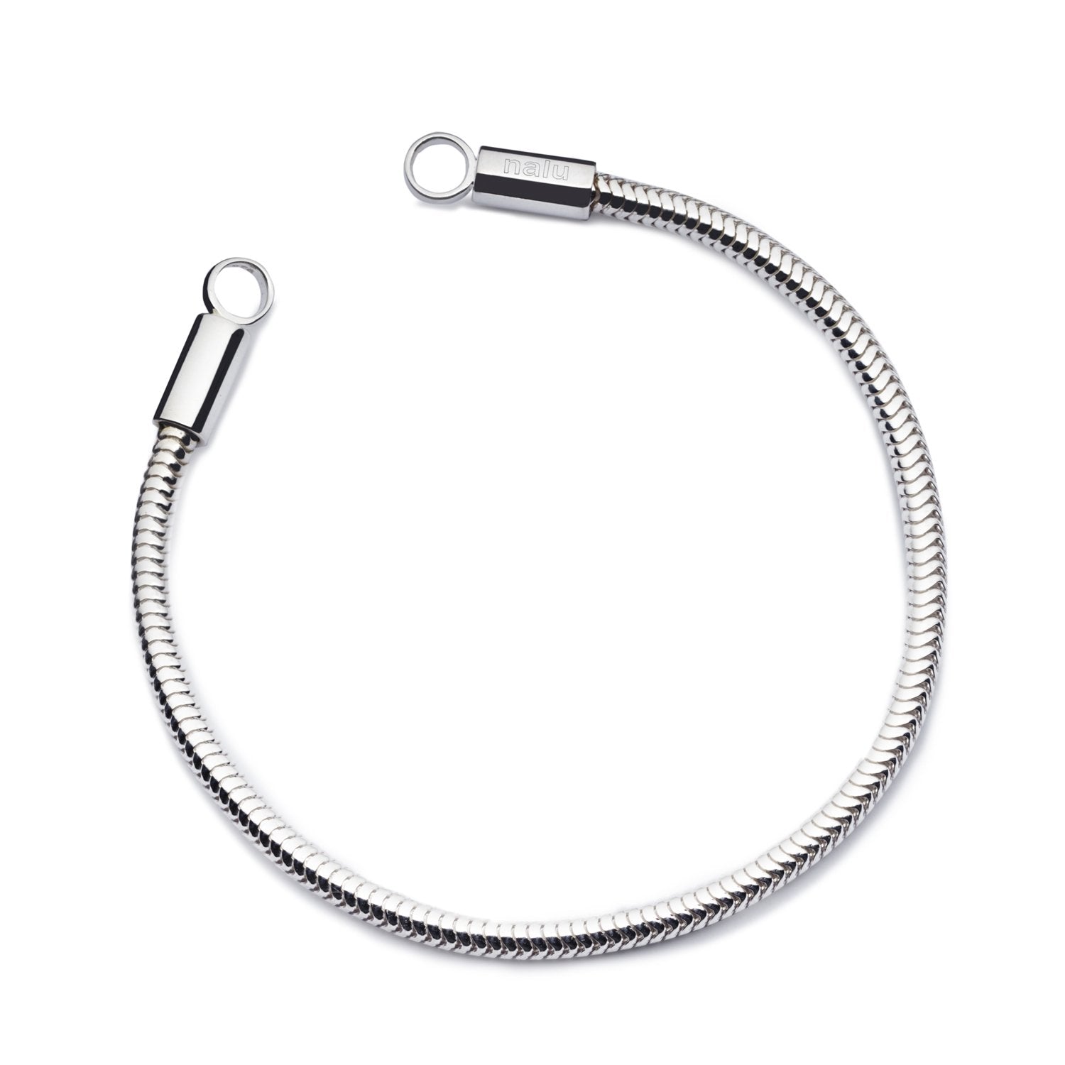 Silver snake chain bracelet carrier.