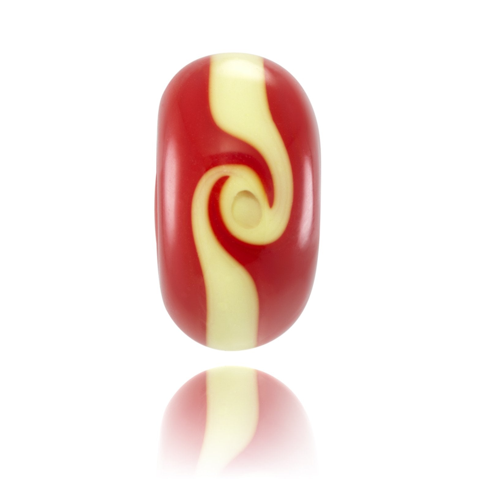 Bright red and yellow glass bead for the Surf Life Saving GB charity.