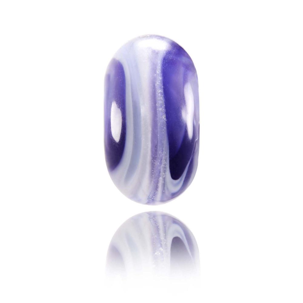 Purple, shimmer and white swirling glass bead for the Cribbar big wave surf spot in Newquay, Cornwall.