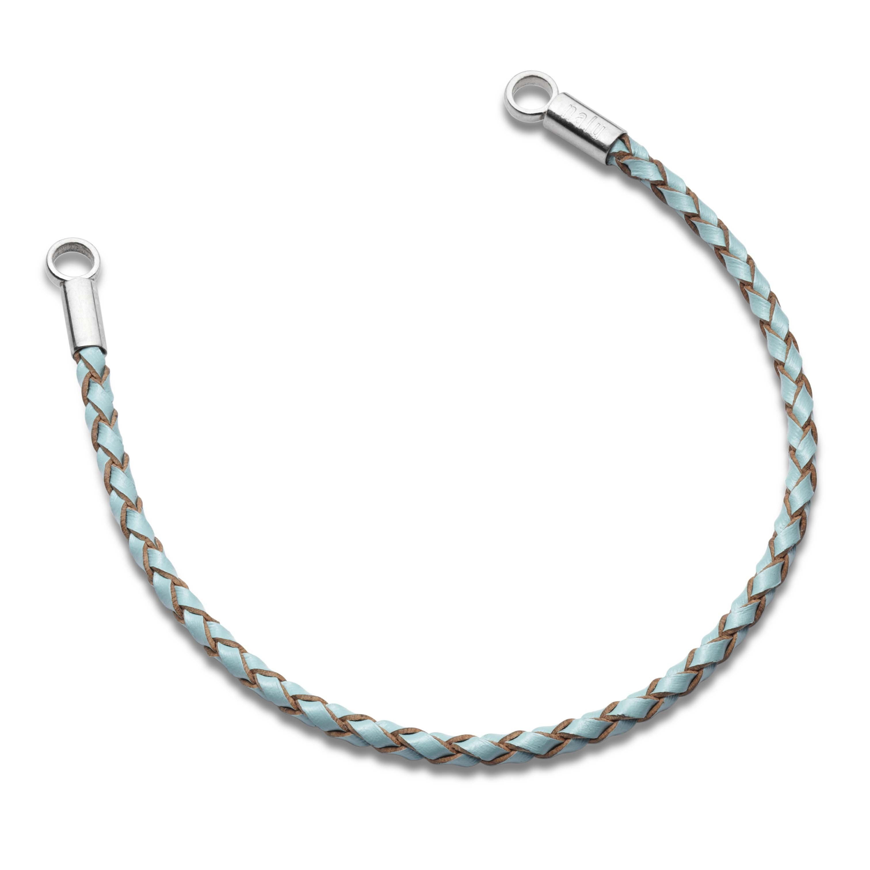 Turquoise Plaited Leather & Silver Bracelet