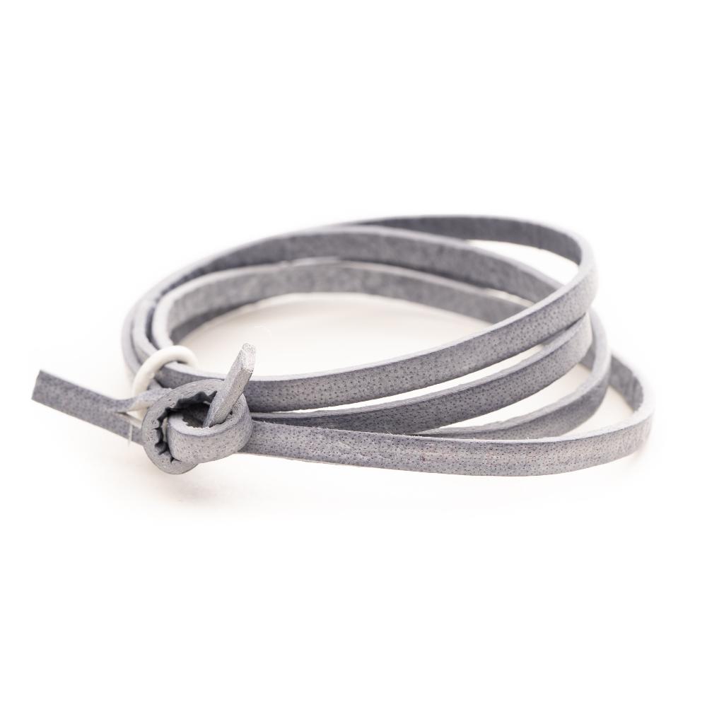 Grey leather wrap bracelet