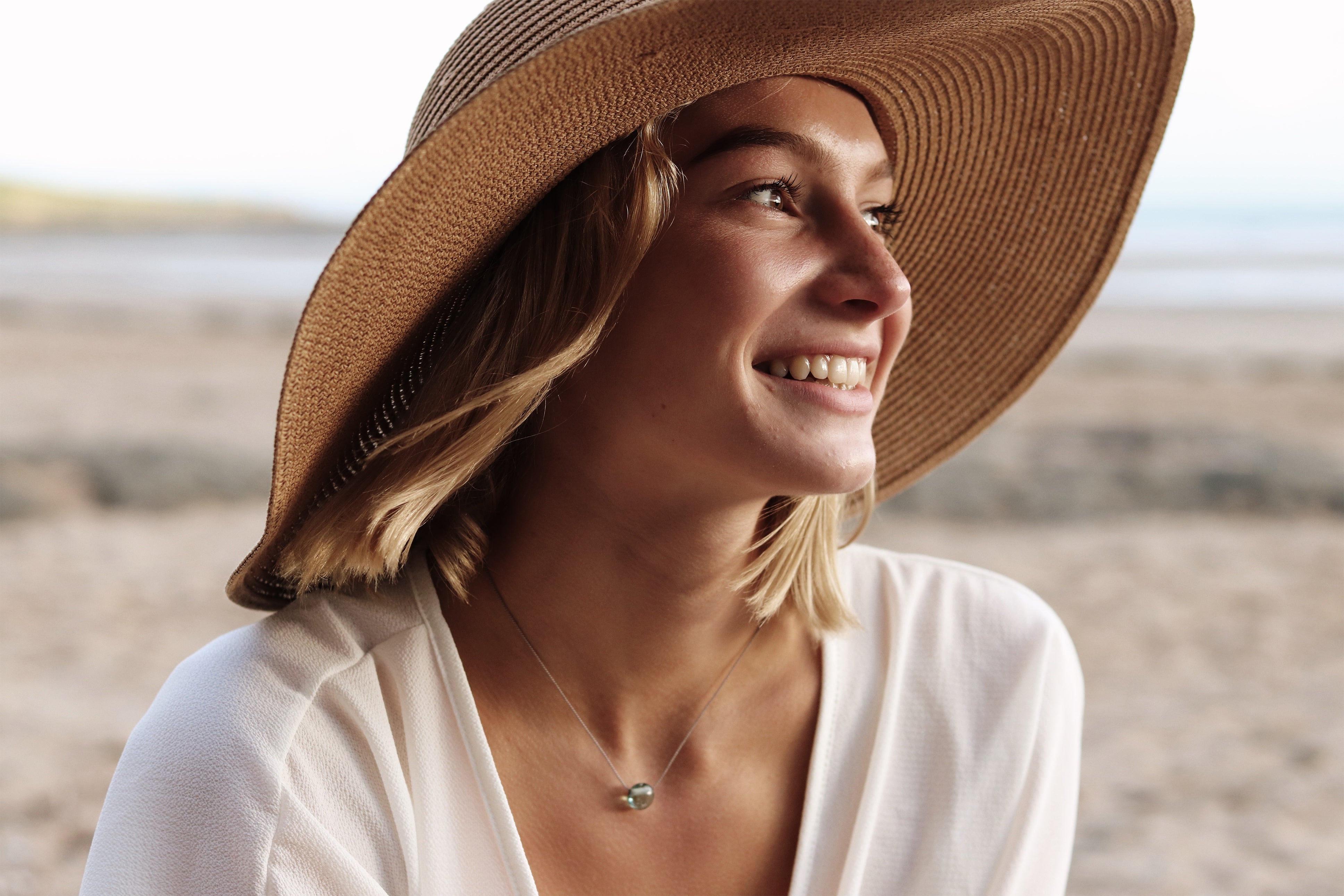 Silver Sand Pebble Necklace - Dark Blue