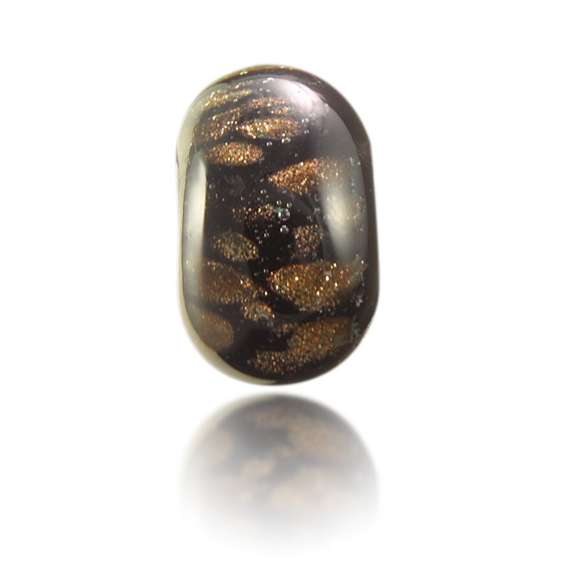 Black and gold glass bead.
