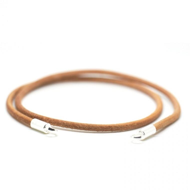 Natural Leather & Silver Necklace