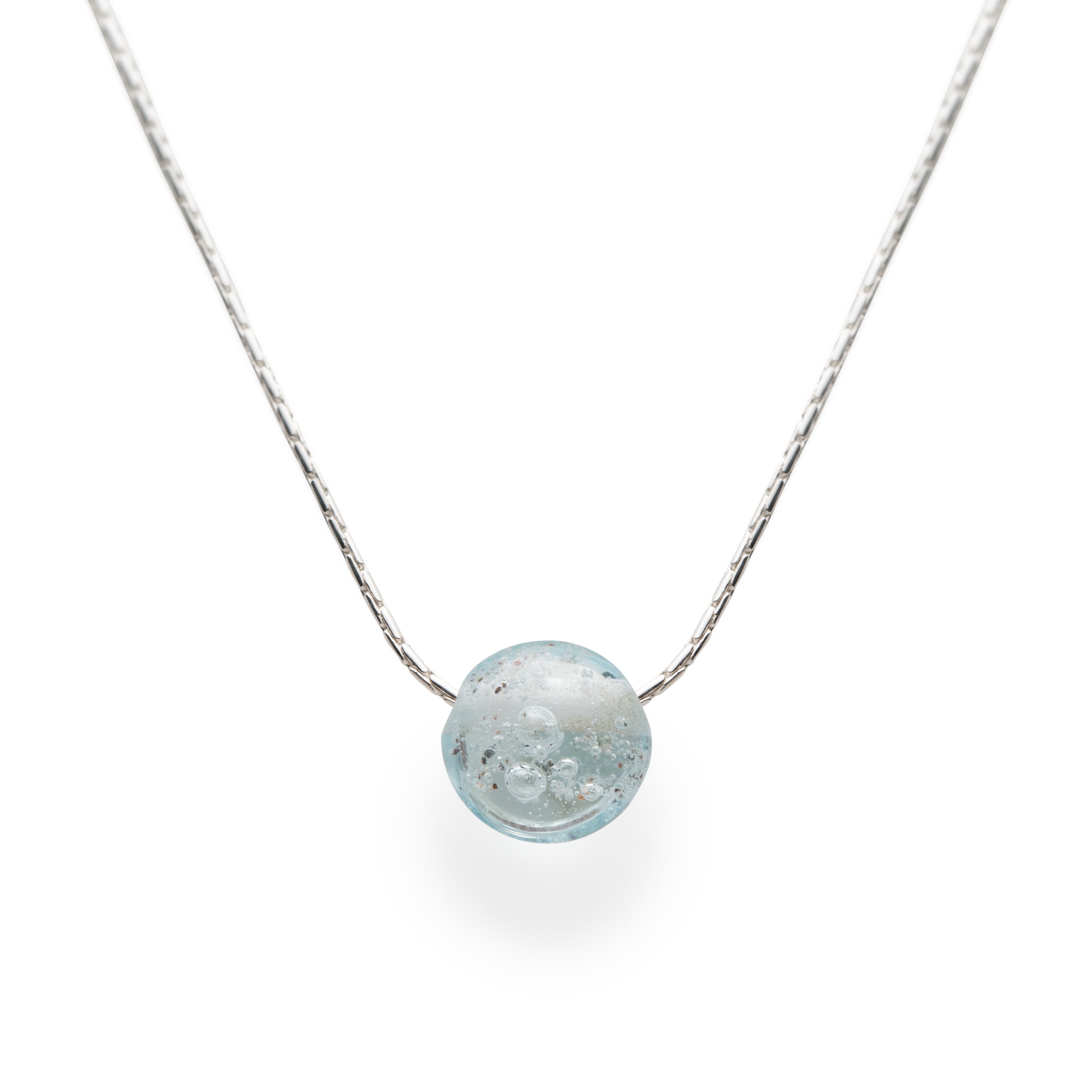 Silver Sand Pebble Necklace - Baby Blue