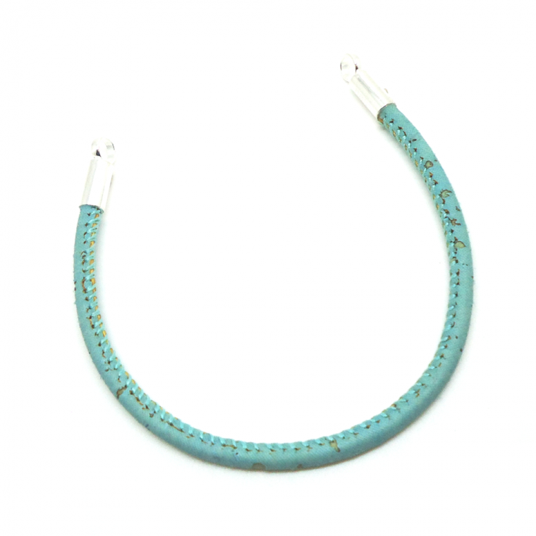Turquoise Cork & Silver Anklet
