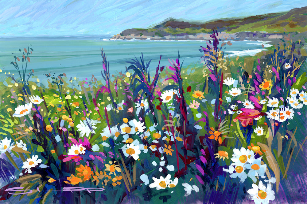 Coastal Spring painting by Steve PP North Devon artist.