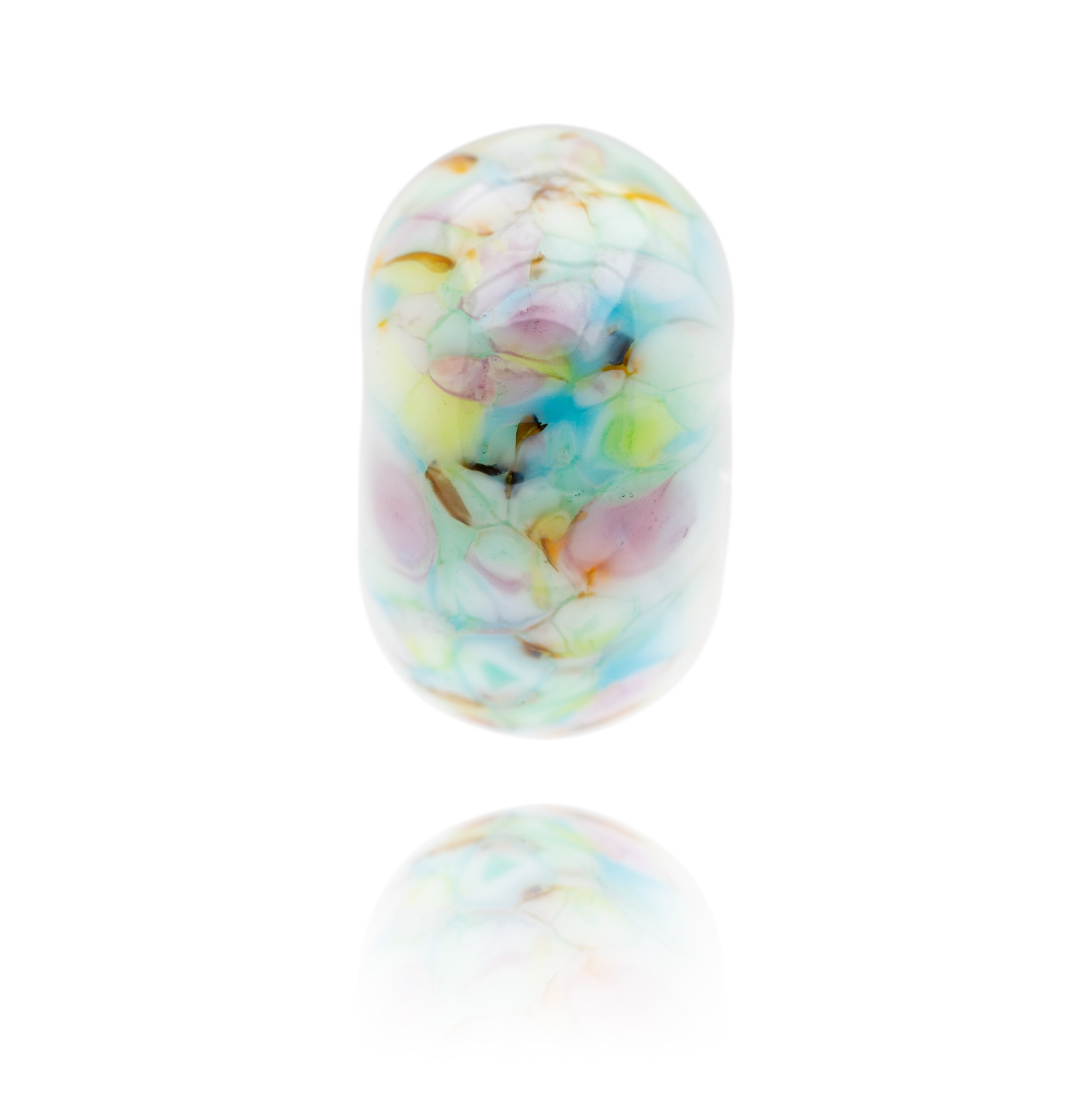 Colourful spring inspired glass bead.