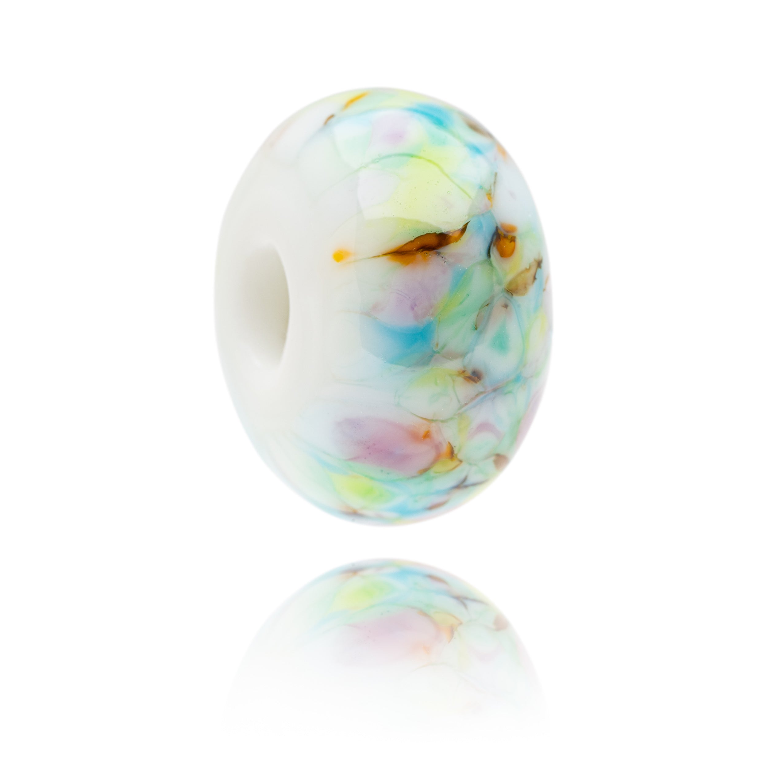 Colourful spring inspired glass bead.