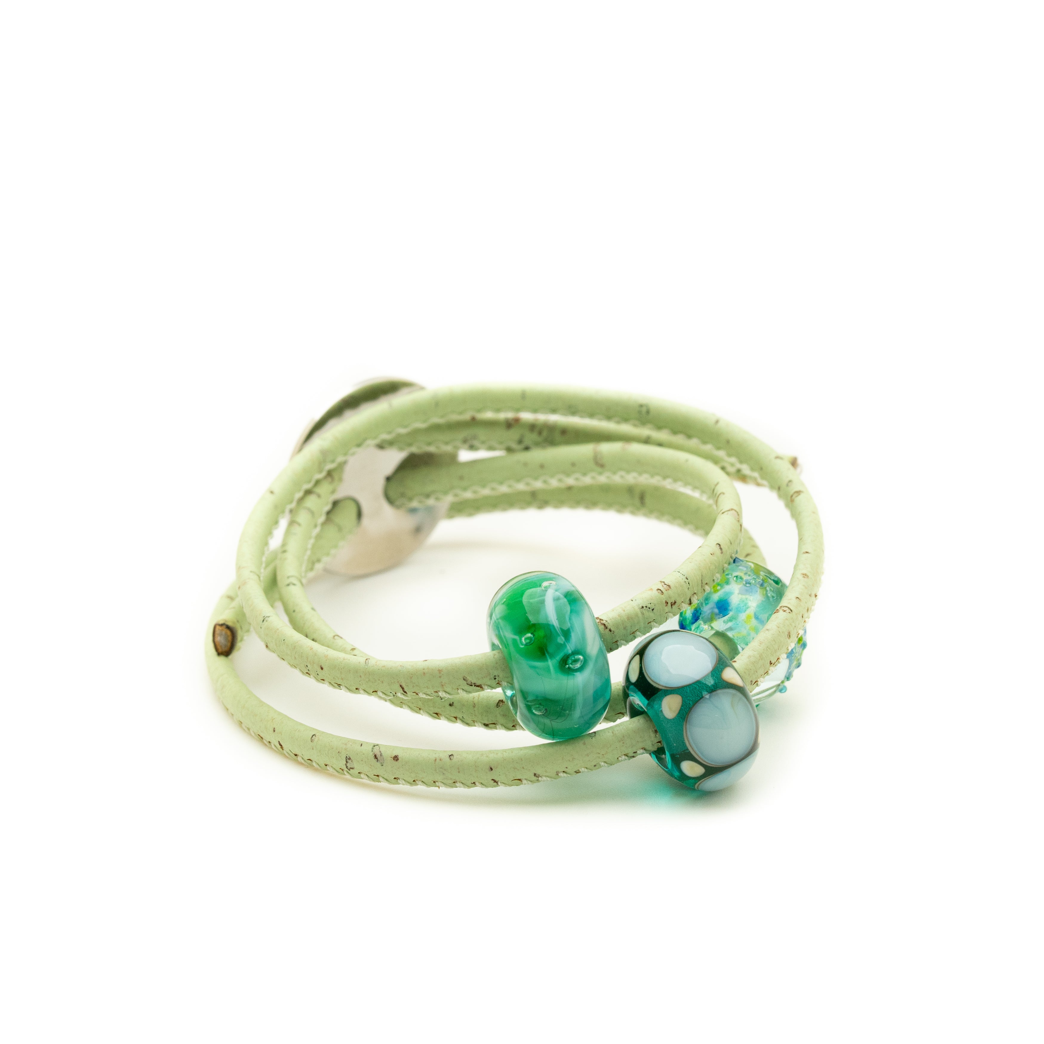 Mint Cork Button Bracelet