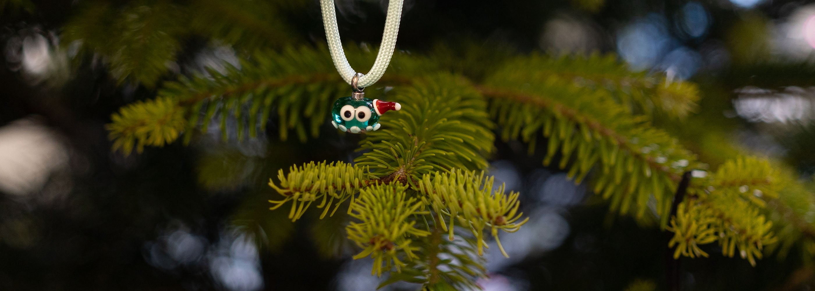 Octopus glass charm in a Christmas tree.
