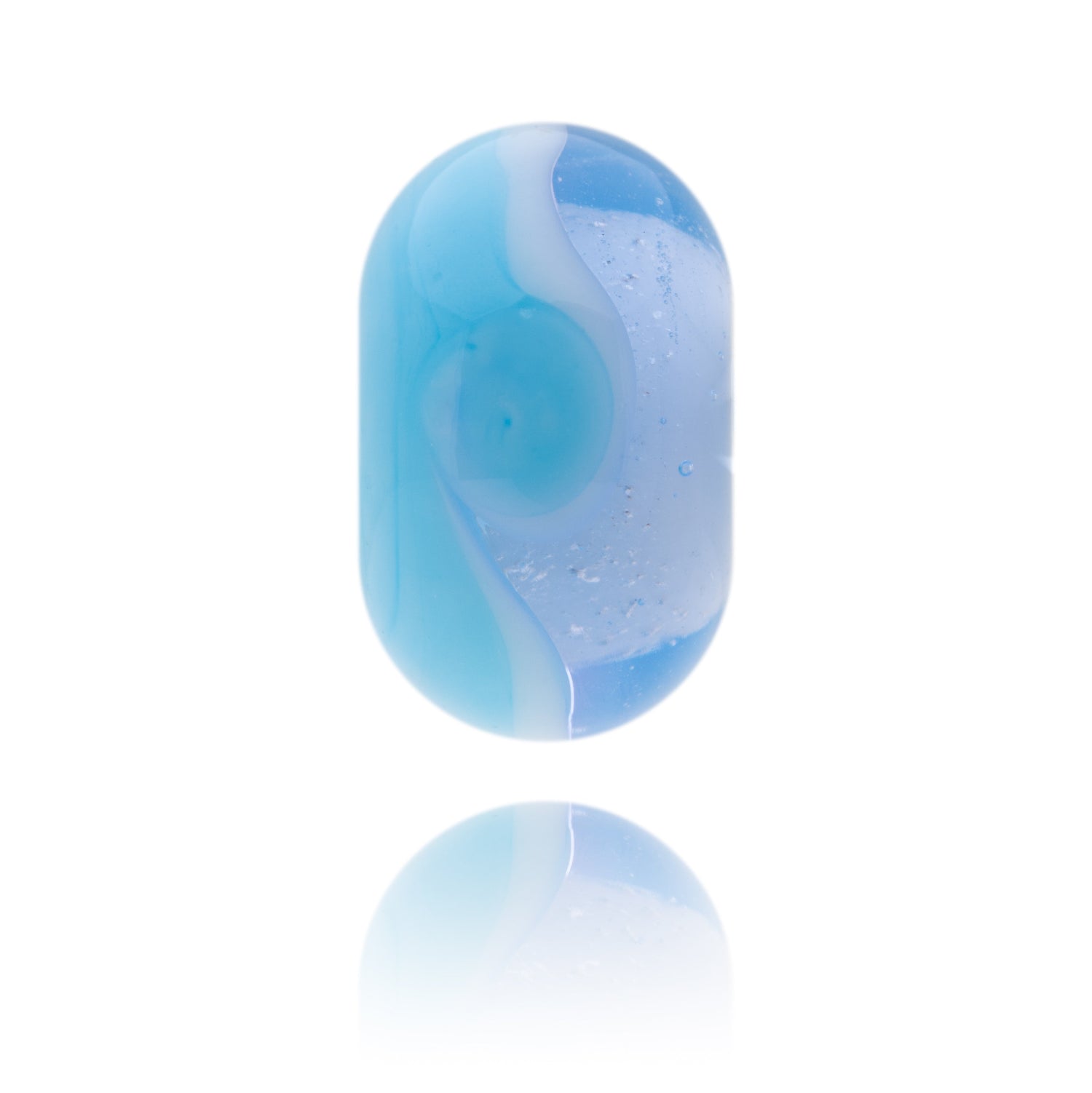 Lavender and pale blue glass bead representing the county of Kent.