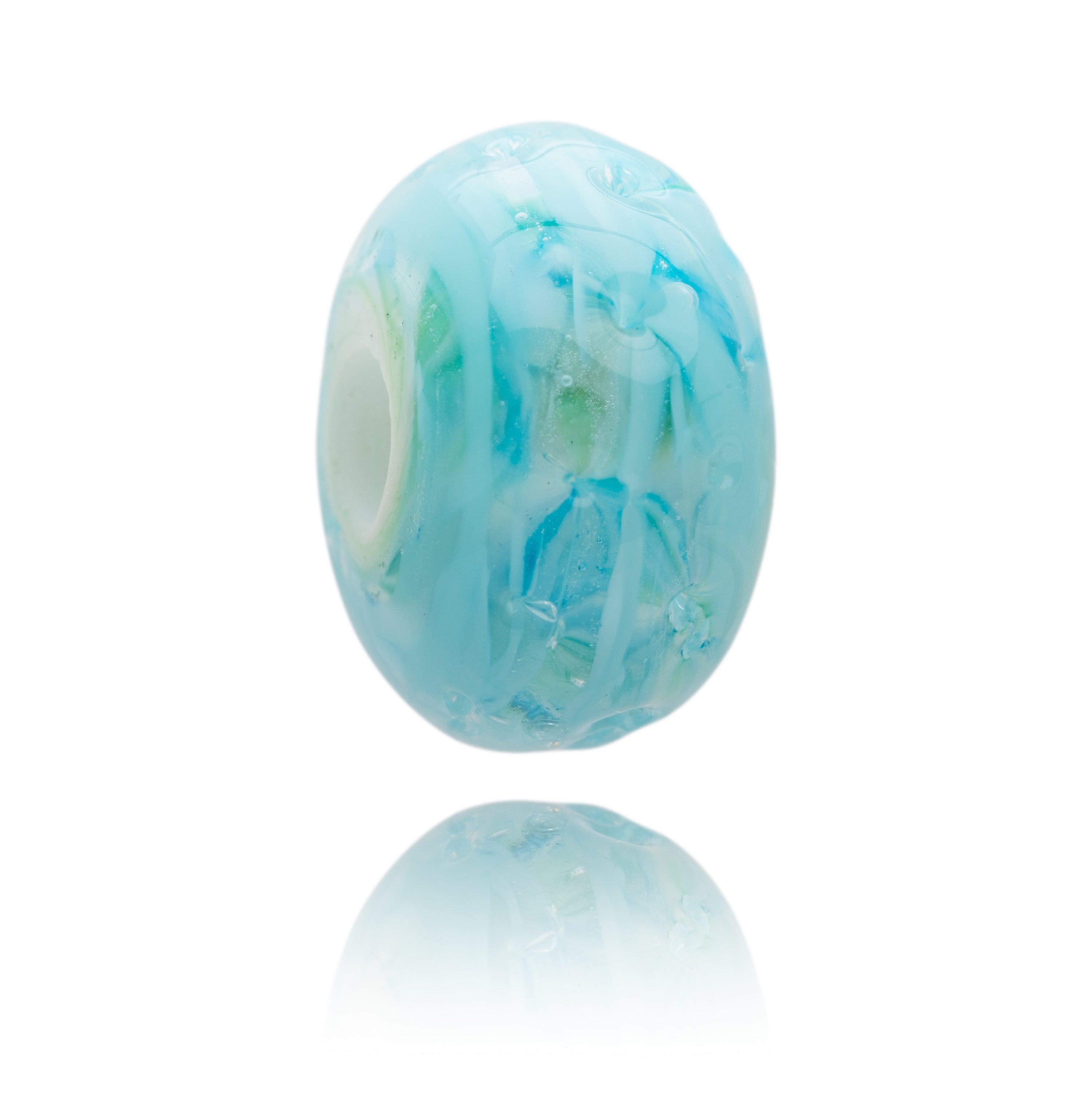 Turquoise glass beach inspired bead for Maenporth in Cornwall by Nalu Beads.