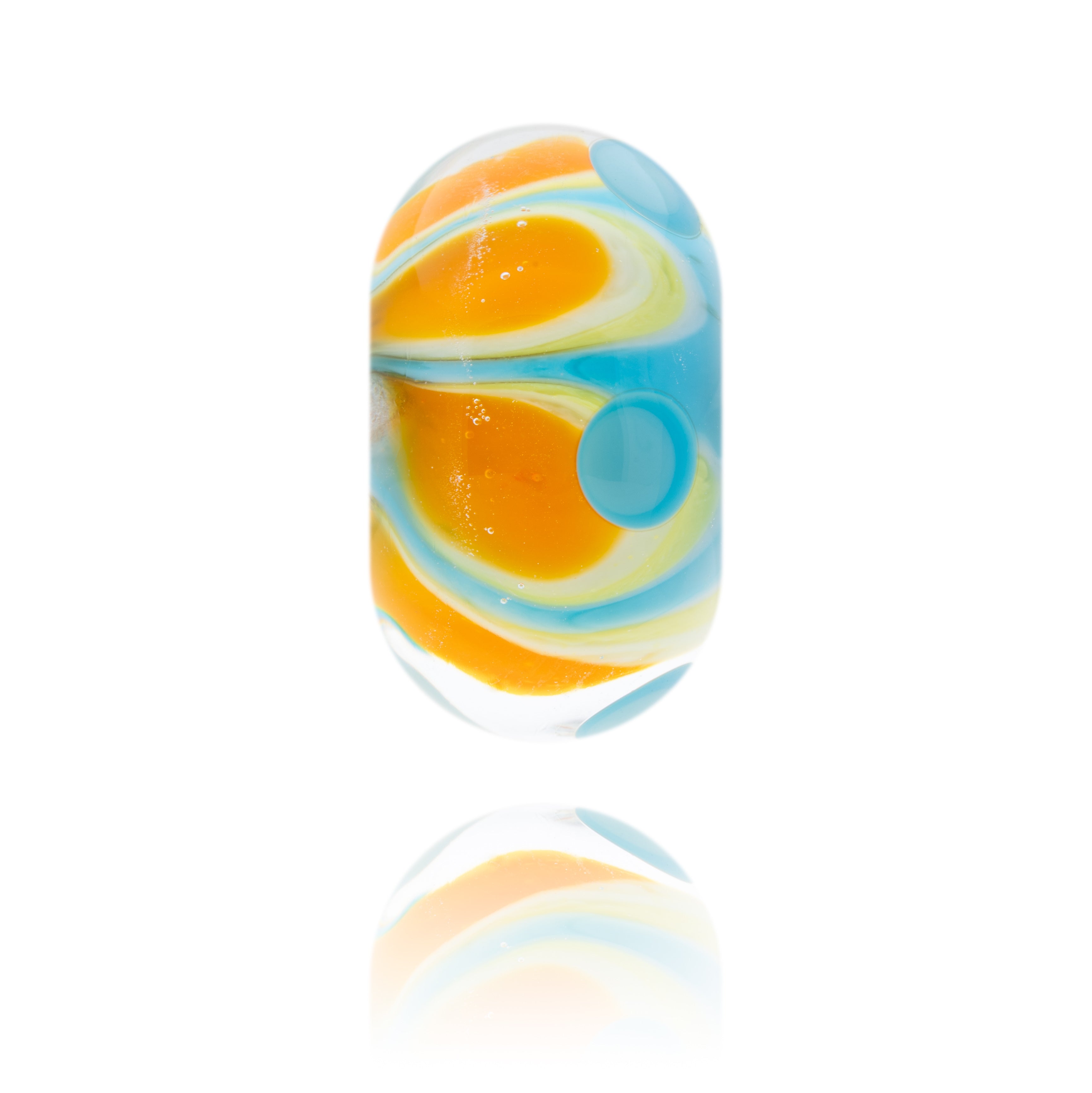 Blue, yellow, orange glass petal design bead for 2025