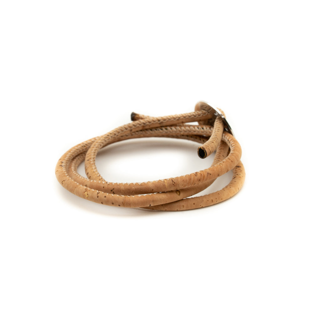 Brown cork leather cord on a white background