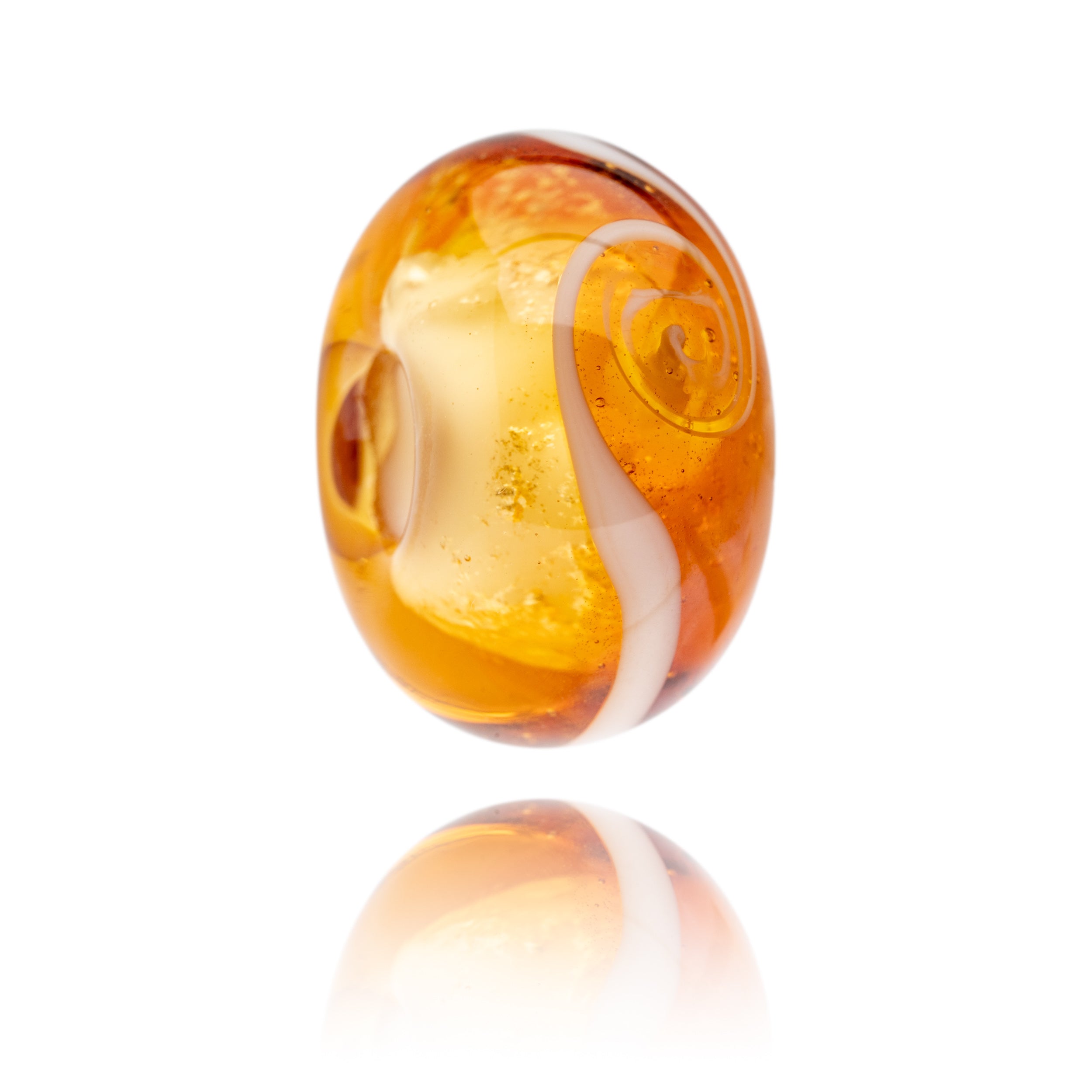 Golden amber transparent glass bead representing Norfolk County, UK.