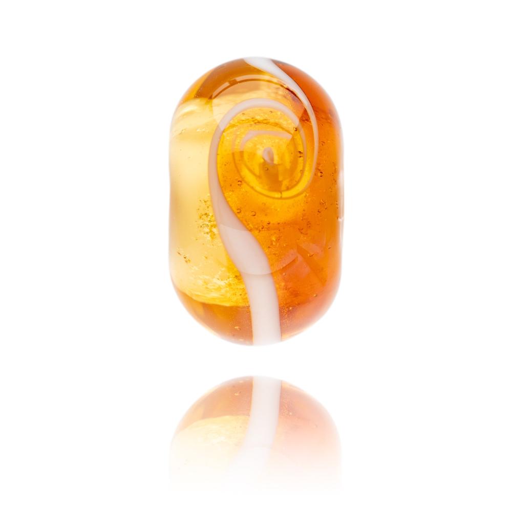 Golden amber transparent glass bead representing Norfolk County, UK.