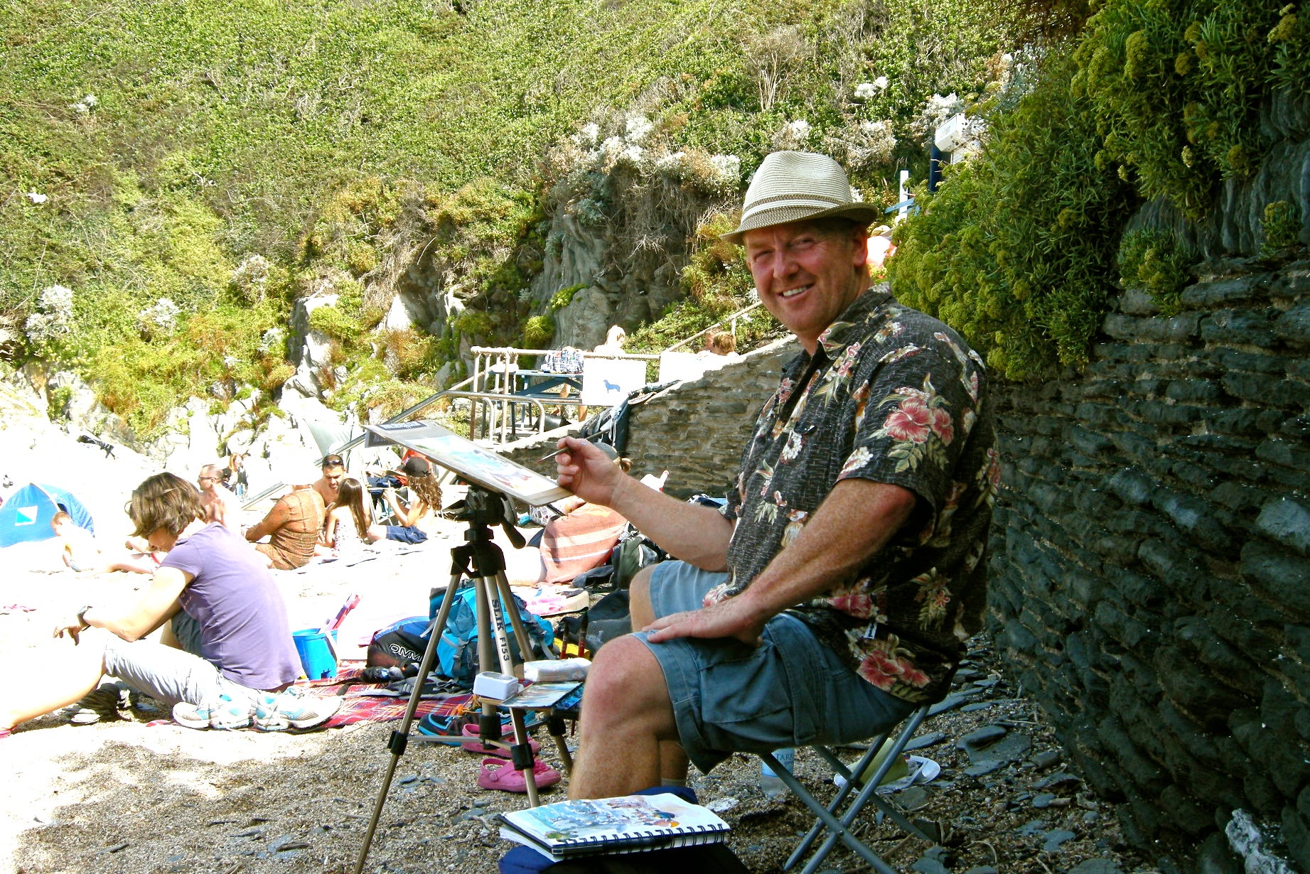 Local North Devon artist Steve PP on Barricane Beach.